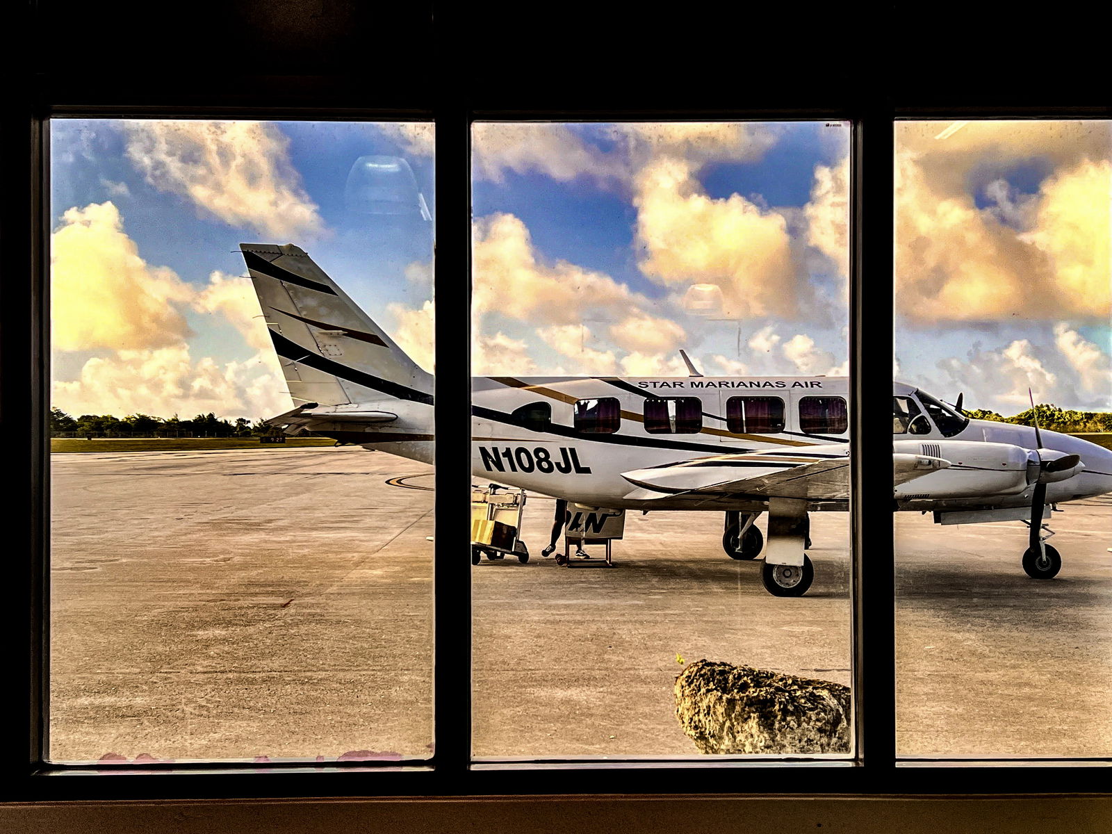 This photo of Star Marianas’ Piper PA 31-350 Navajo Chieftain was taken from the departure area of Benjamin Taisacan Manglona/Rota International Airport.