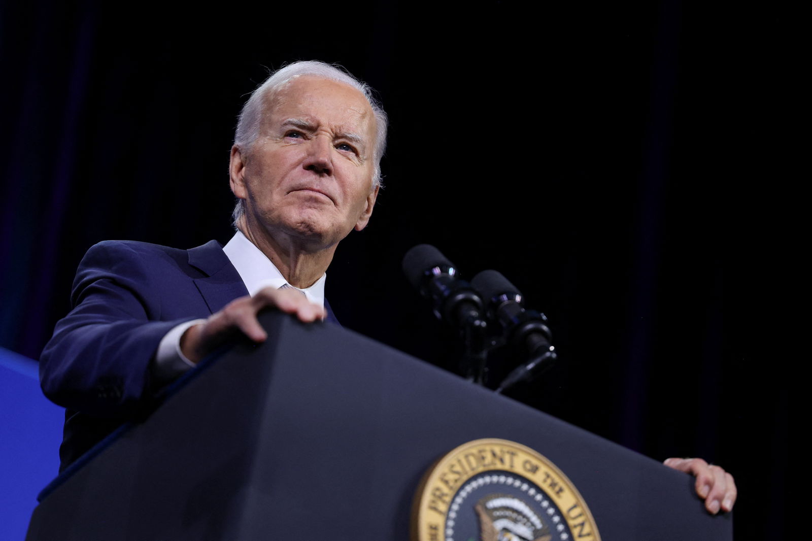 President Joe Biden looks on at the 115th NAACP National Convention in Las Vegas, Nevada, July 16, 2024.