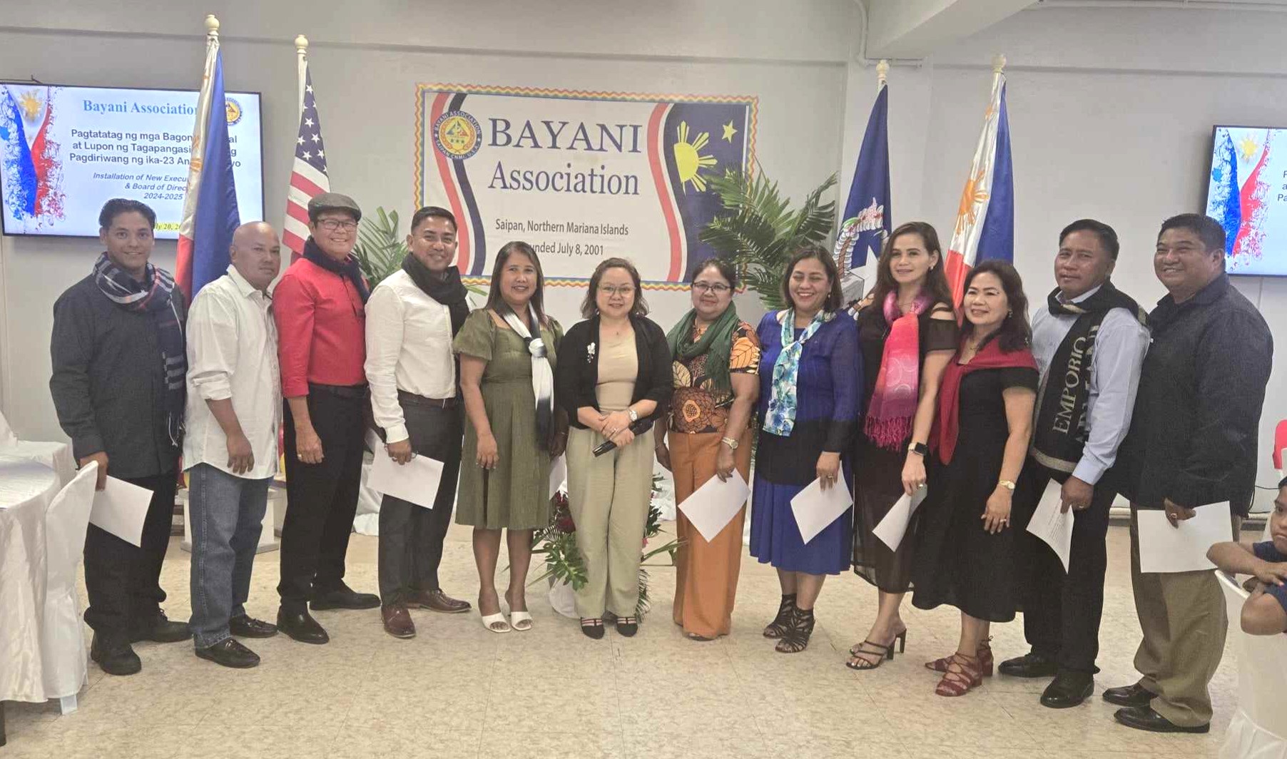From left, Janrey Pabilando, Ronald de Ramos, Teogenes Mendoza, Samuel Justo, Bayani President Yolanda De Ramos, UFO President  Birhen Martinez, Shelf Gaviola, Mildred Pabilando, Elizabeth Gonzales, Leonila Mendoza, Raul Dolotina and Edmin Elayda.