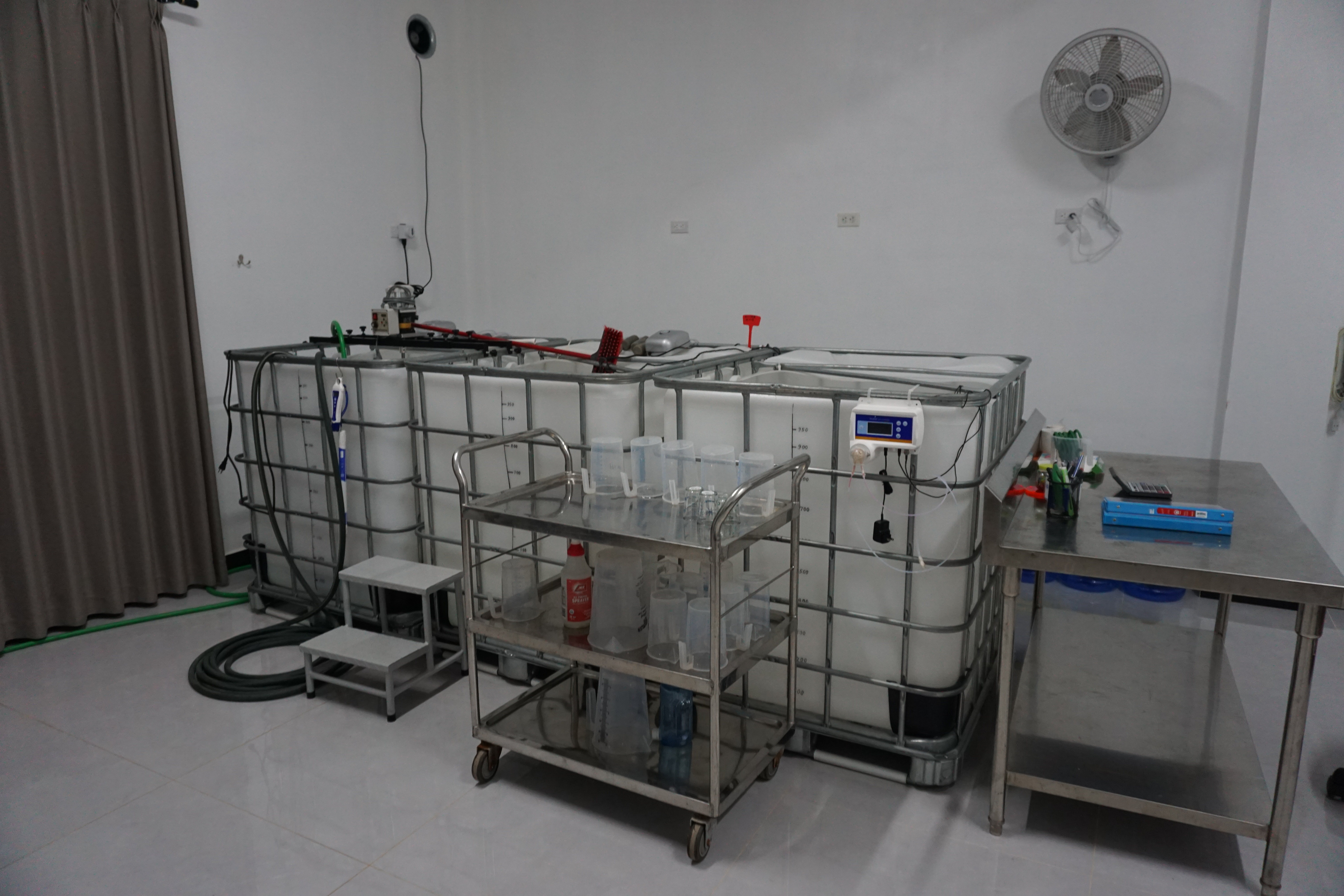 These commercial tanks are where CannaSaipan grow staff mix plant food to hydrate the cannabis. 