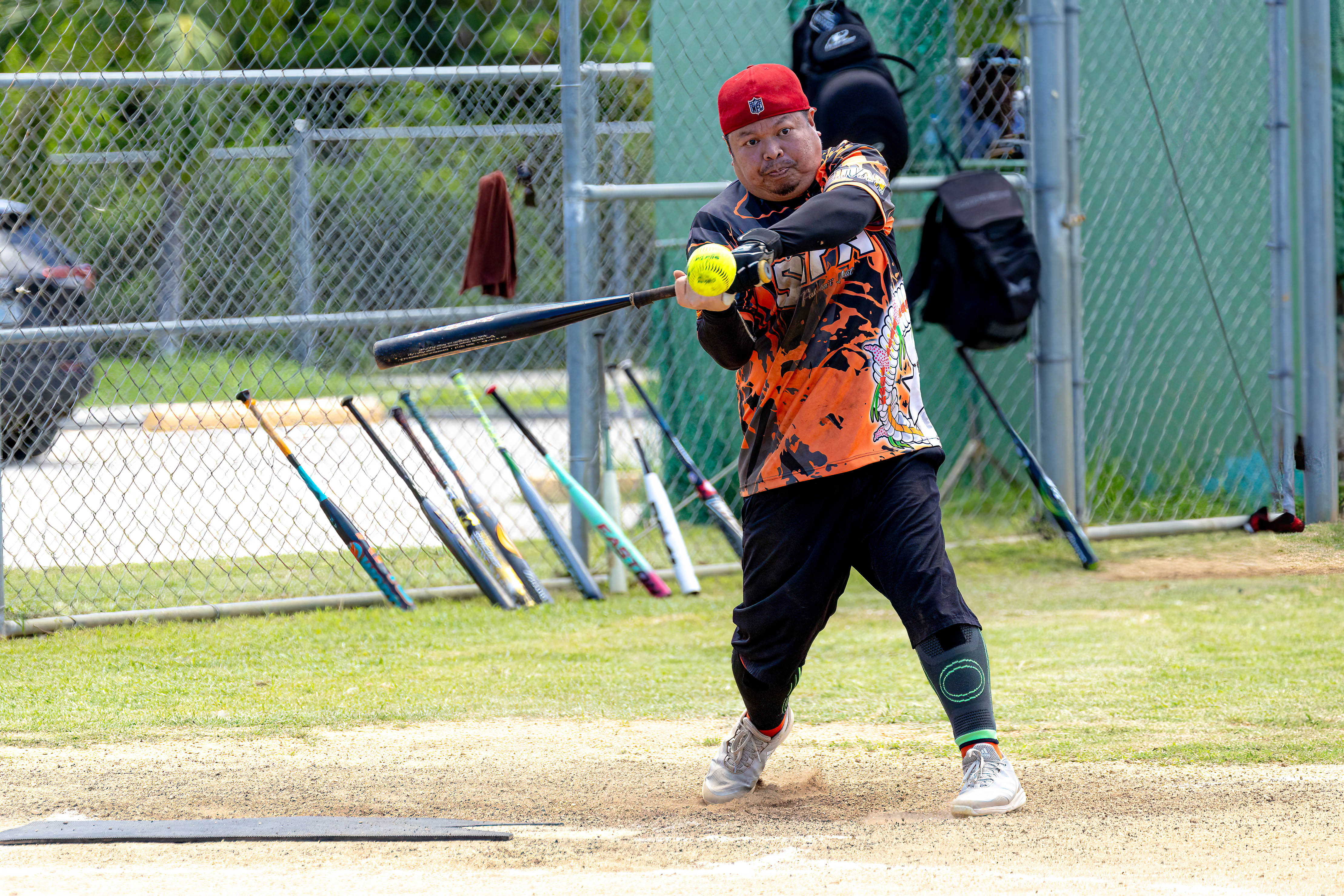 Master Sufa's #42 "Bones" connects with hit to secure a spot on 1st base.