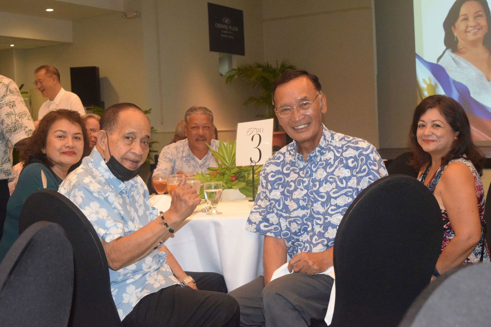 Former Governors Benigno R. Fitial and Juan N. Babauta with former first ladies Josie Fitial and Charlene Babauta, and Tinian Mayor Edwin P. Aldan, center, were among the guests at the luncheon.