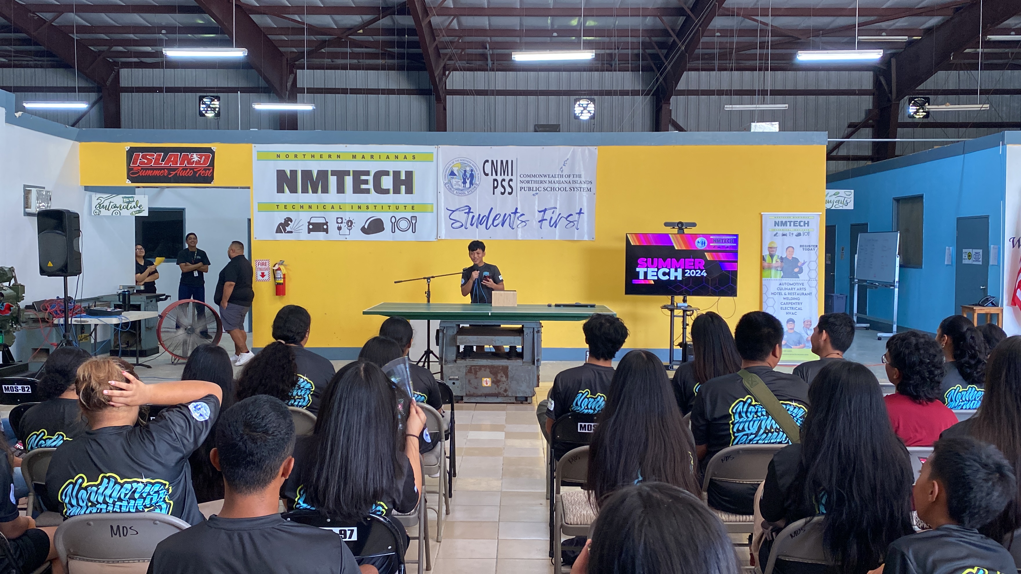 Caiden Manglona speaks to his peers in the 2024 Summertech program