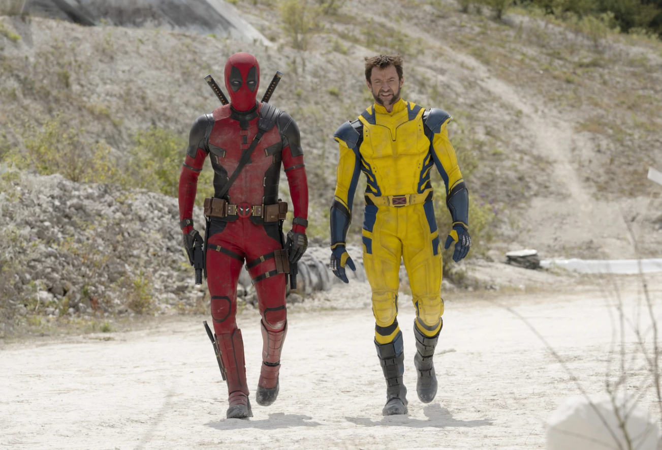 Ryan Reynolds as Deadpool/Wade Wilson and Hugh Jackman as Wolverine/Logan in a scene from “Deadpool & Wolverine.”