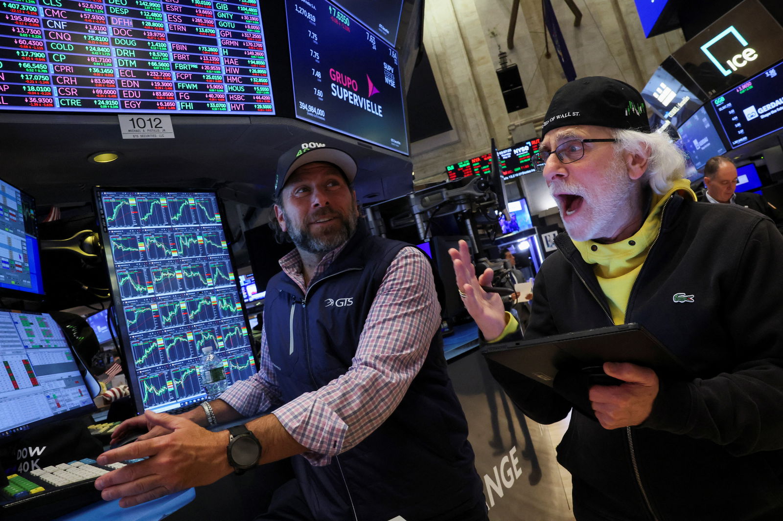 Traders work on the floor at the New York Stock Exchange in New York City, May 16, 2024.