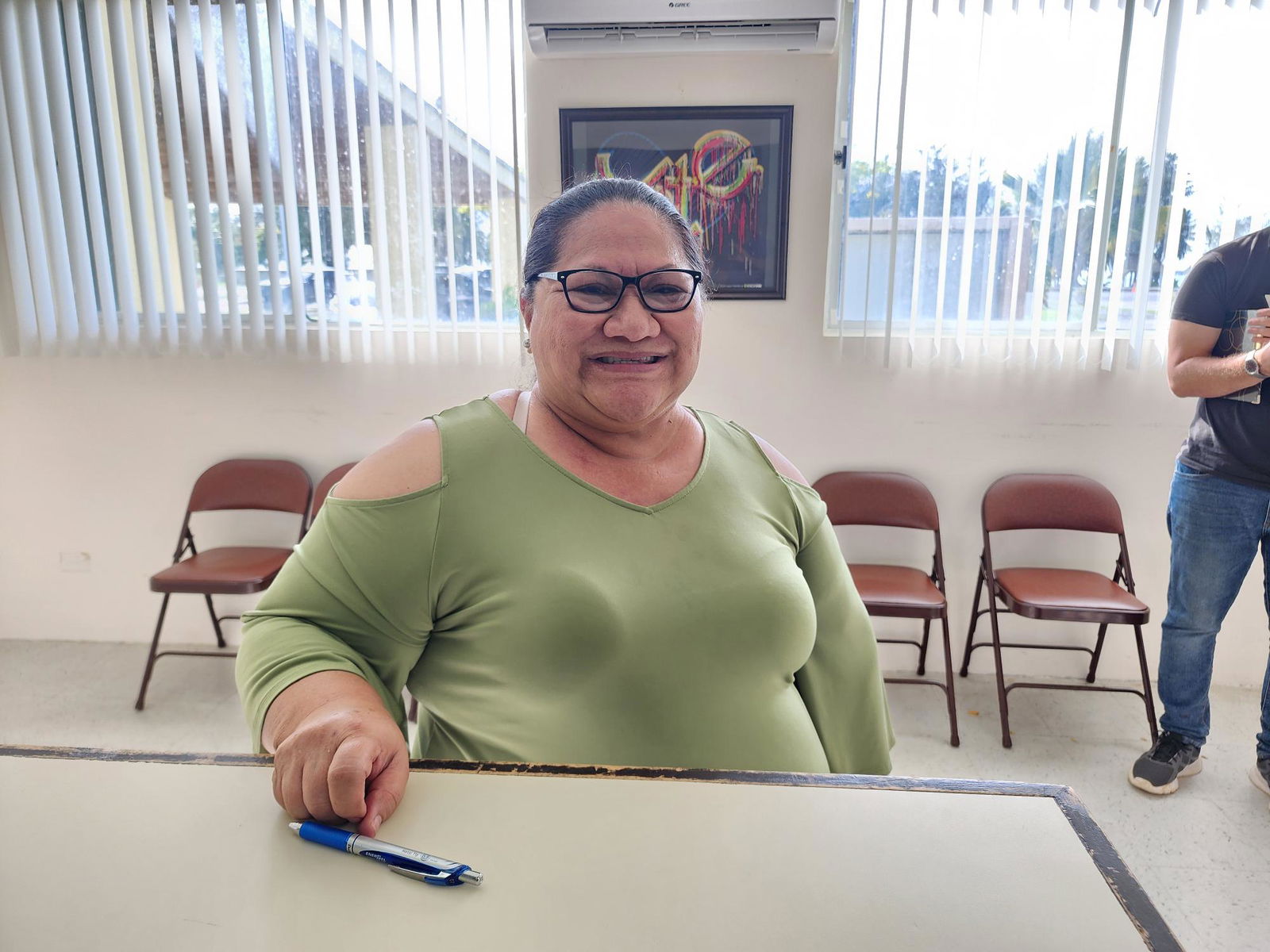Chamorro rights advocate Liana S. Hofschneider smiles after filing her candidacy at the Commonwealth Election Commission.