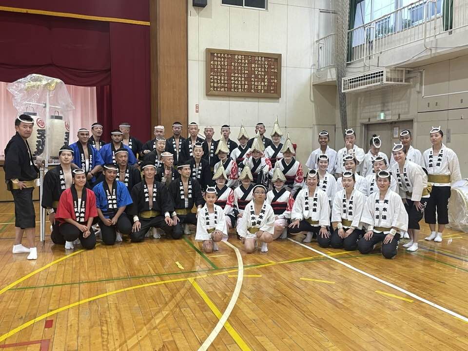 The Saipan Awaodori Team and their Japan counterparts at the Kitamachi festival.