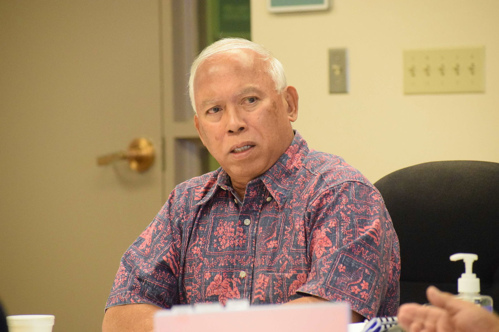 In this file photo, Jose Ayuyu presides over a meeting of the Commonwealth Ports Authority board of directors.