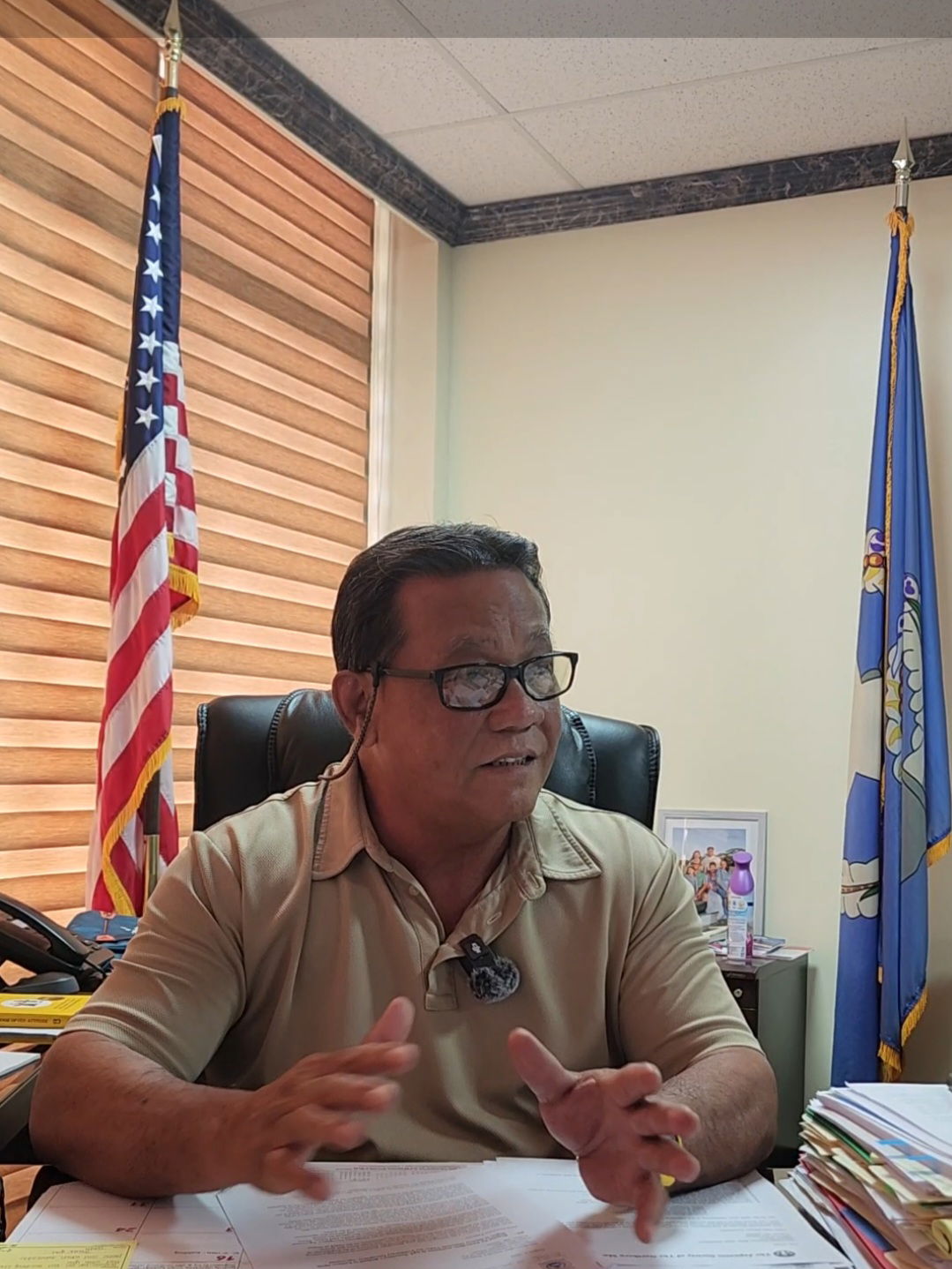 Saipan Mayor Ramon “RB” Camacho gestures as he responds to a question from a reporter on Friday.