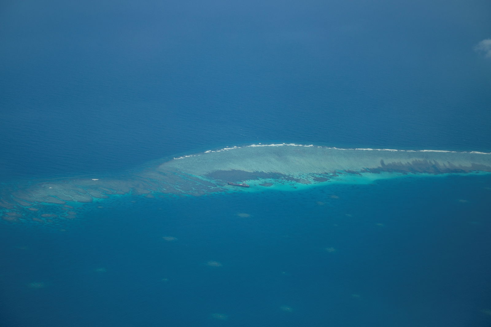 An aerial view shows the BRP Sierra Madre on the contested Second Thomas Shoal, locally known as Ayungin, in the South China Sea, March 9, 2023.