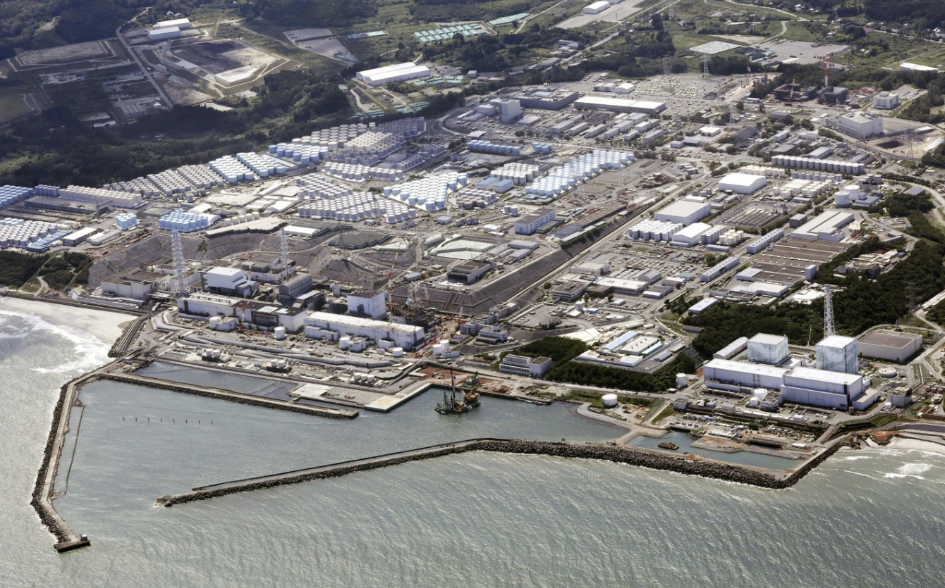 This aerial view shows the tsunami-damaged Fukushima Daiichi nuclear power plant in Fukushima, northern Japan, on Aug. 24, 2023, shortly after its operator, Tokyo Electric Power Company Holdings, began releasing its first batch of treated radioactive water into the Pacific Ocean.