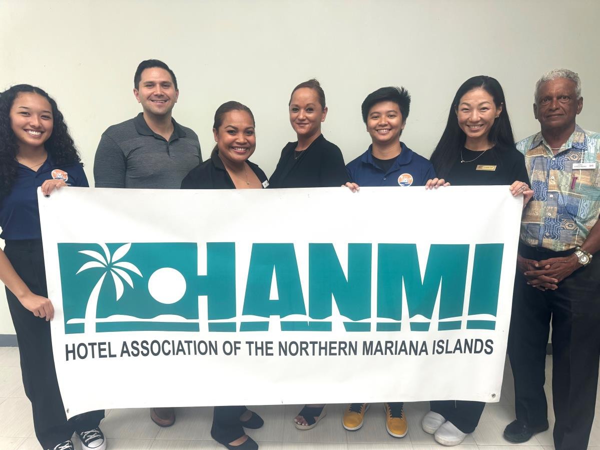 Island Training Solution Vice President of Sales Alex Hu, 2nd left, and staff represent ITS in donating a $5,000 cash hole-in-one prize and gas coupons to the 22nd Annual HANMI Charity Classic Golf Tournament, scheduled for Aug. 24, 2024, at Coral Ocean Resort Saipan.  Also pictured are Tournament Committee Chairman Das Krishnan, far right, and other members of the committee.