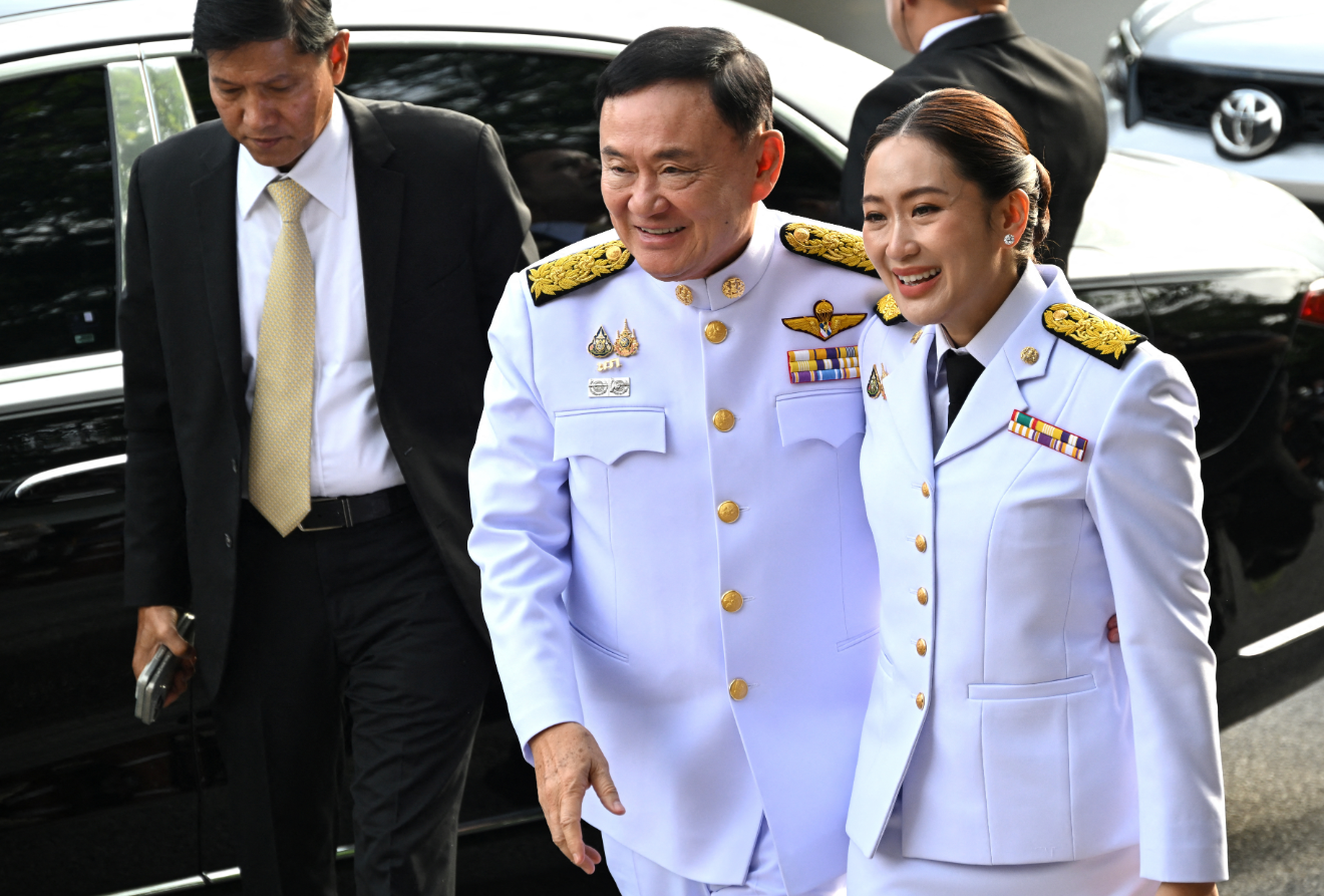 Paetongtarn Shinawatra, right, and her father Thaksin Shinawatra in Bangkok, Thailand on Aug. 18, 2024.