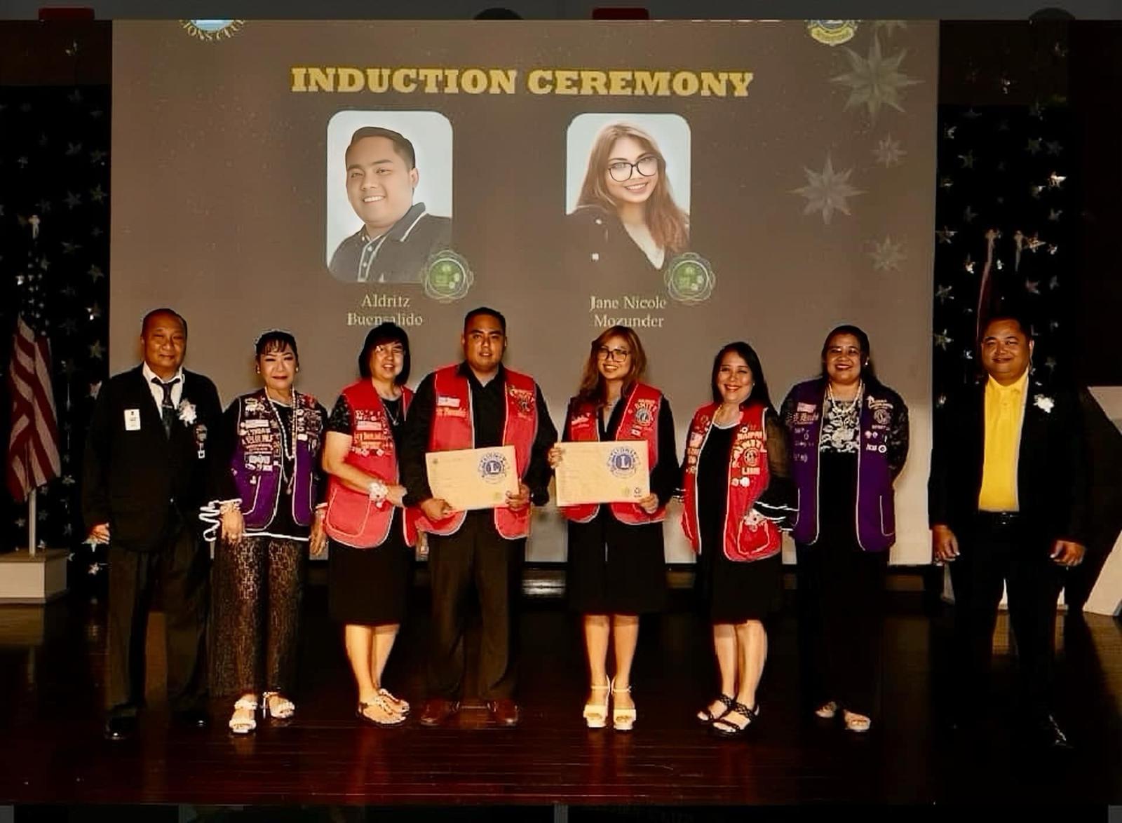 New Lions Adrizt Buensalido, 4th left, and Jane Nicole Mozunder, 4th right.