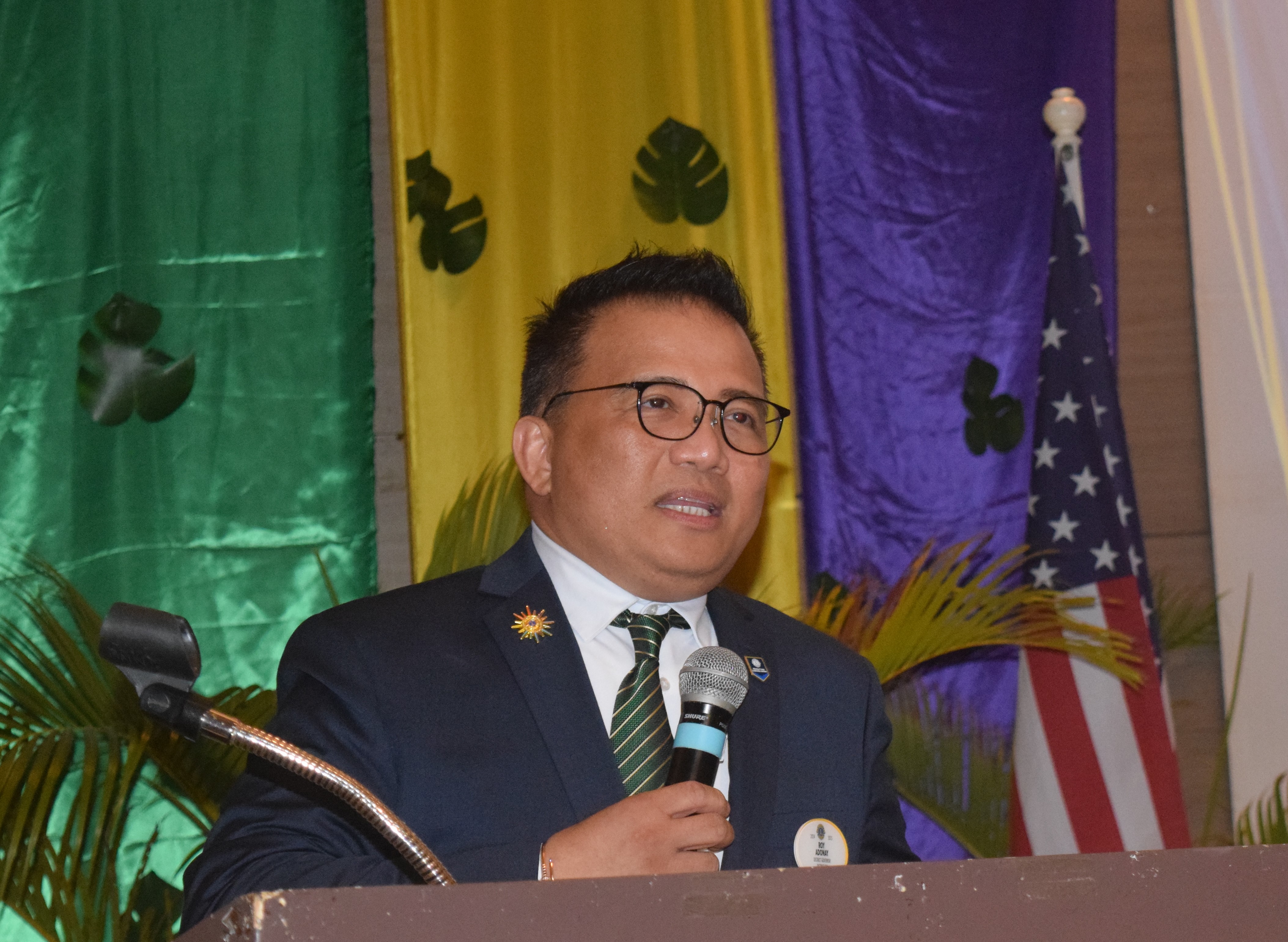 Lions Club International District Governor Lion Roy Adonay congratulates the new members and officers of the six clubs.