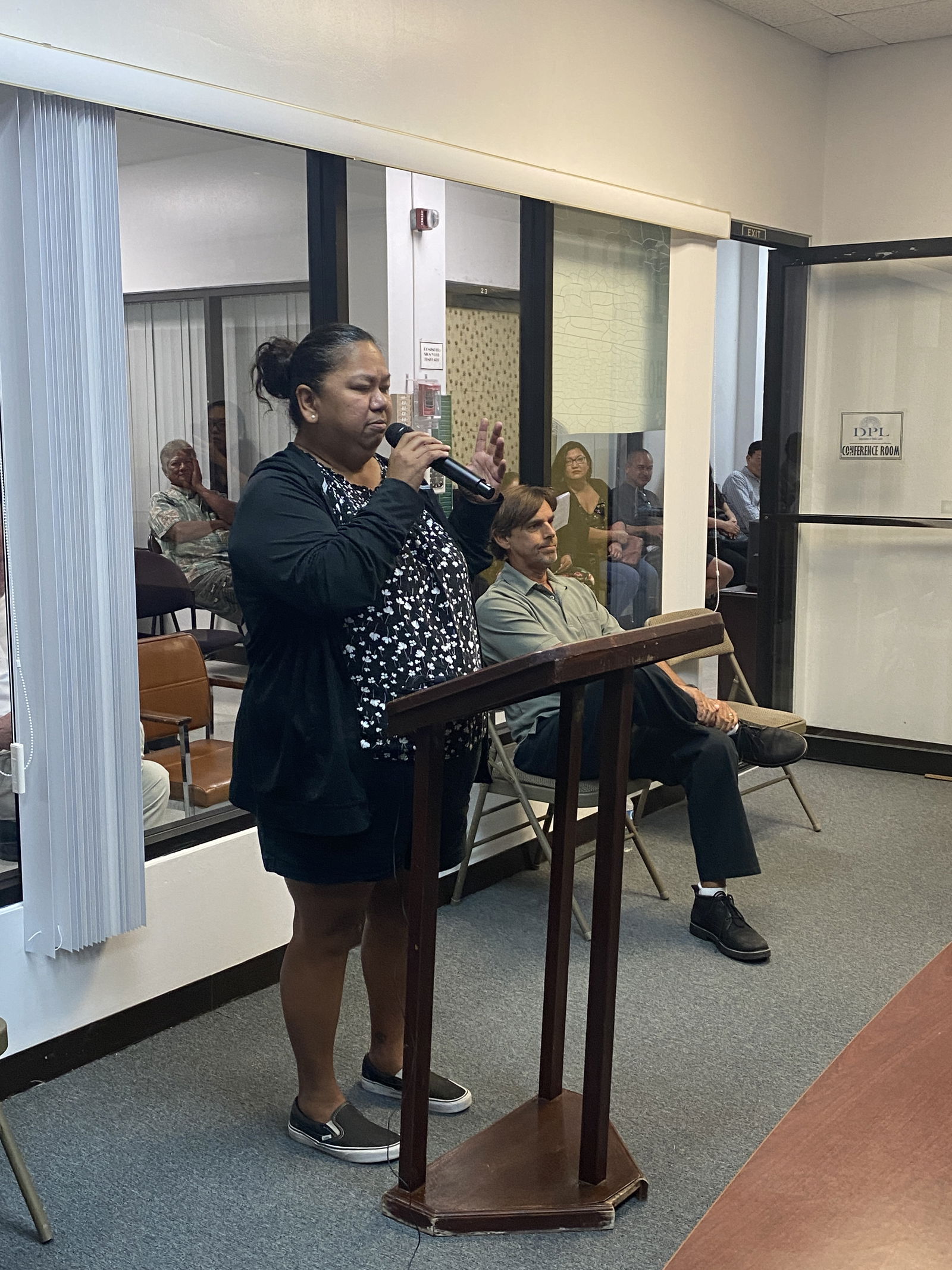 Elsa Lieto speaks at the DPL public hearing on Friday.