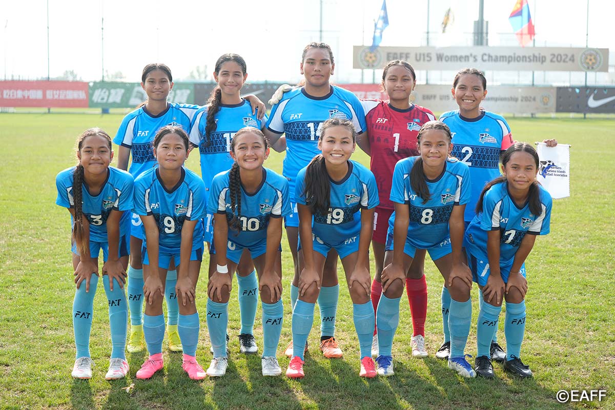 The NMI Women's U15 National Team players pose for a group photo.