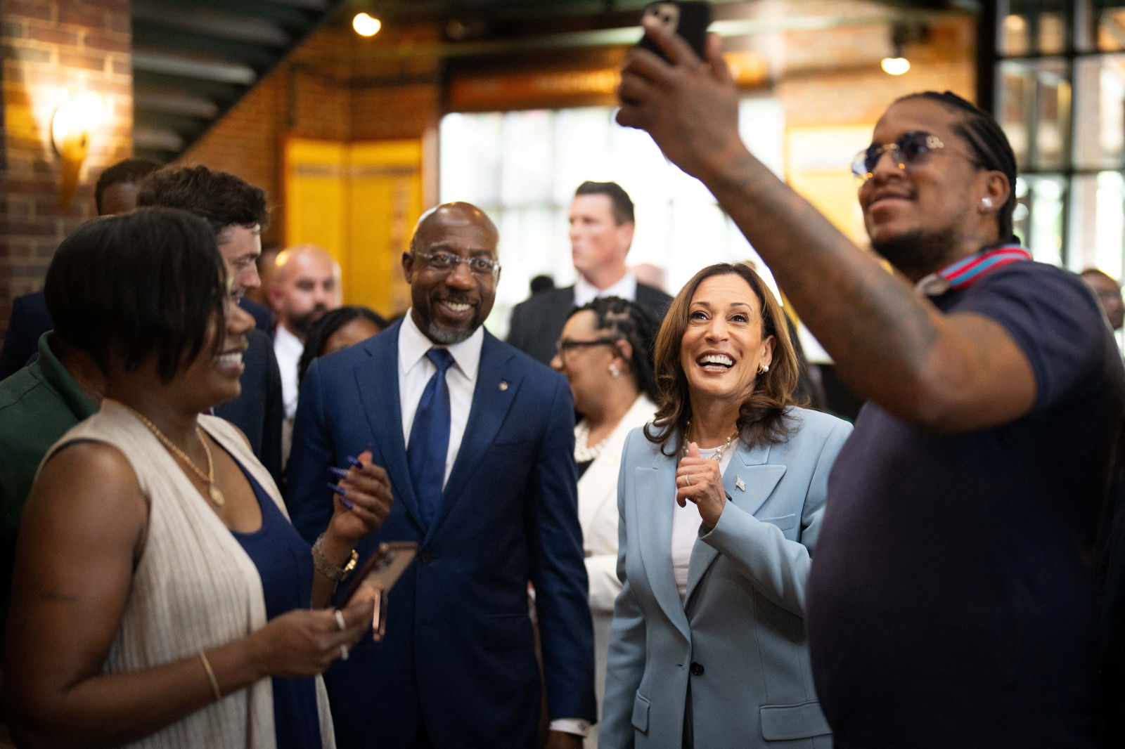 Vice President Kamala Harris visits Paschal's, a historic Black-owned restaurant in Atlanta, Georgia, July 30, 2024.