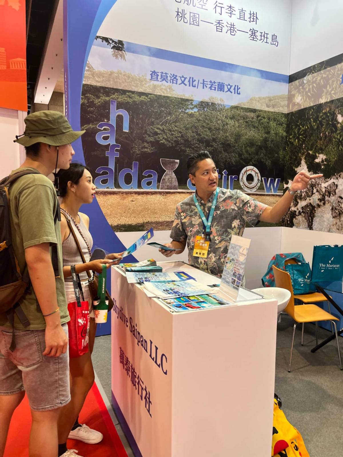 Marianas Visitors Authority Managing Director Christopher A. Concepcion shares about tourism attractions in the Marianas with attendees of Taiwan International Tourism Expo 2024 on Aug. 16-19, 2024, in Taipei.
