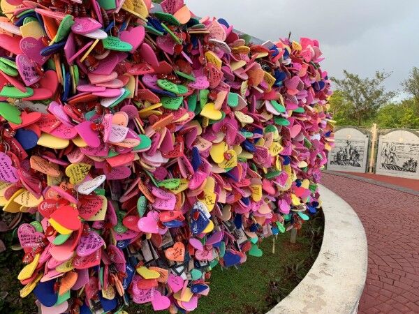 A fence full of love locks at Lovers’ Point in Guam.