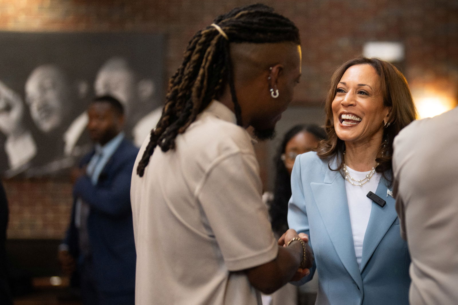 Vice President Kamala Harris visits Paschal's, a historic Black-owned restaurant in Atlanta, Georgia, July 30, 2024.