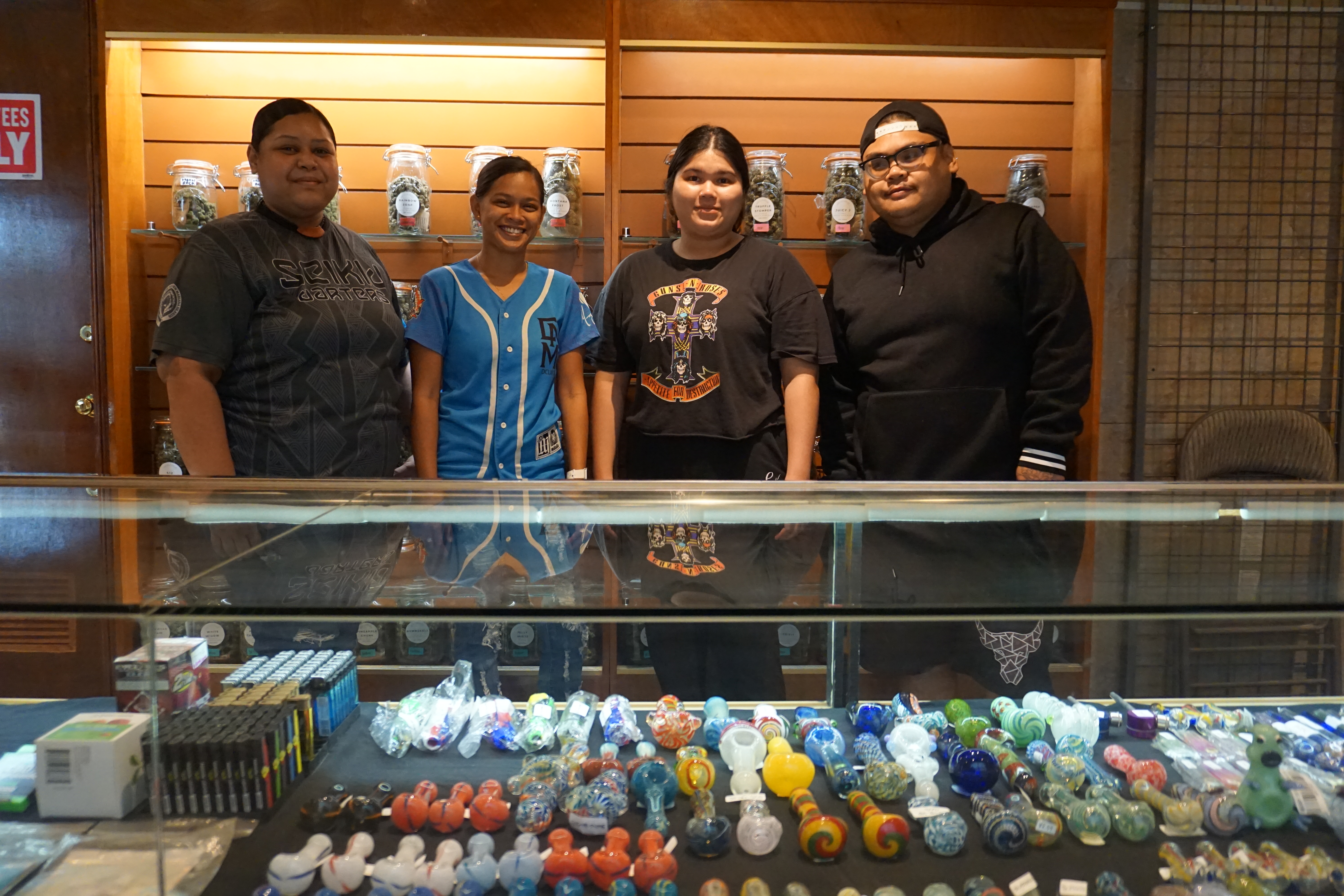 From left, Jamie Hayes, Zee Castro, Mild Sriprasert, and Ed Ada pose for a photo.