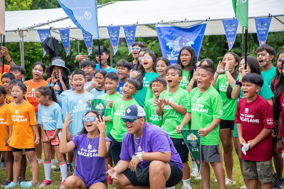 Camp Maga’lahi pride! Counselors and campers shout their final camp cheer on the final day of 4-H Camp Maga’lahi Rota.
