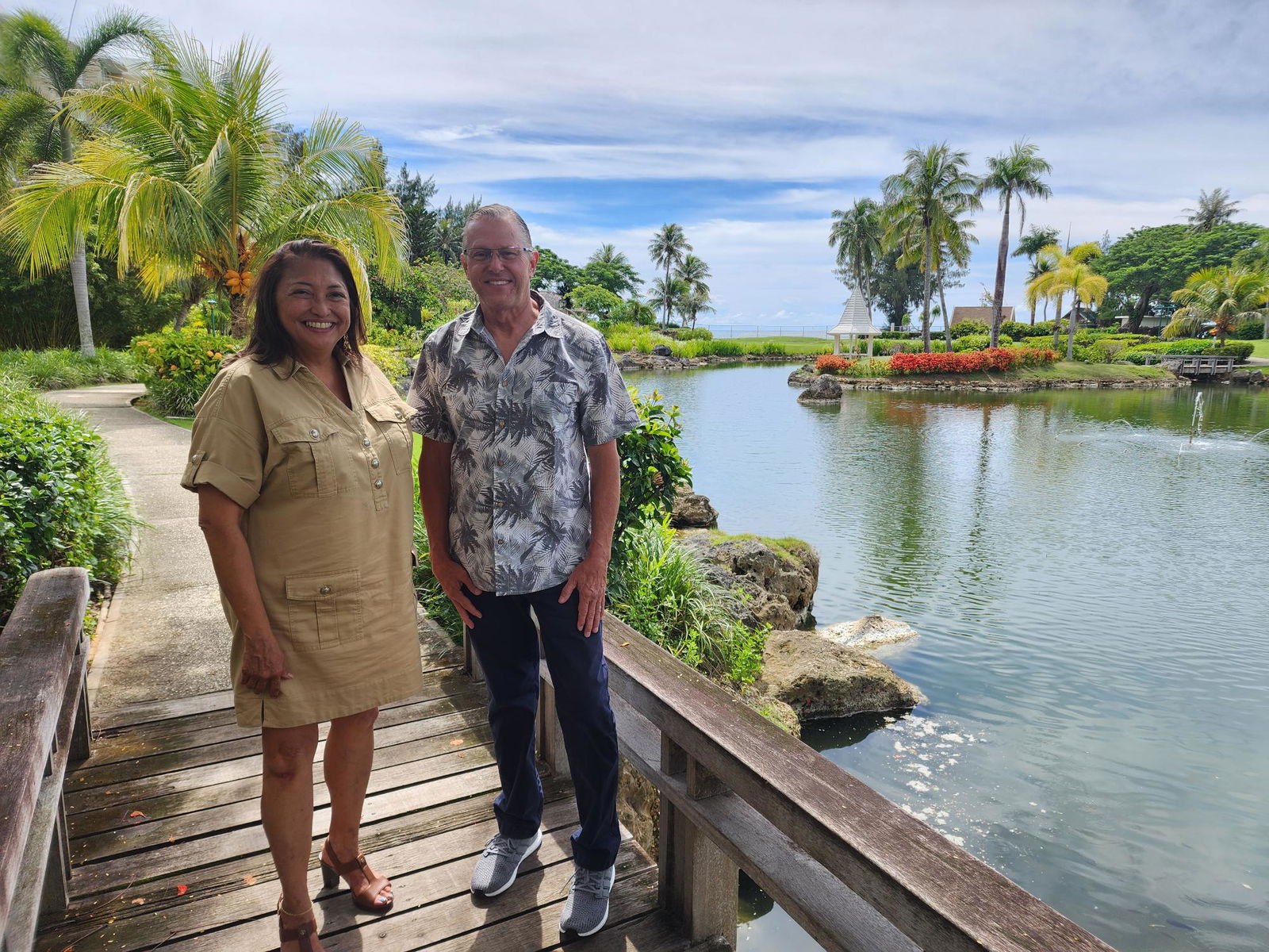 MB Capital President David Hood, right, and General Manager Gloria Cavanagh at the former Hyatt hotel in Garapan.