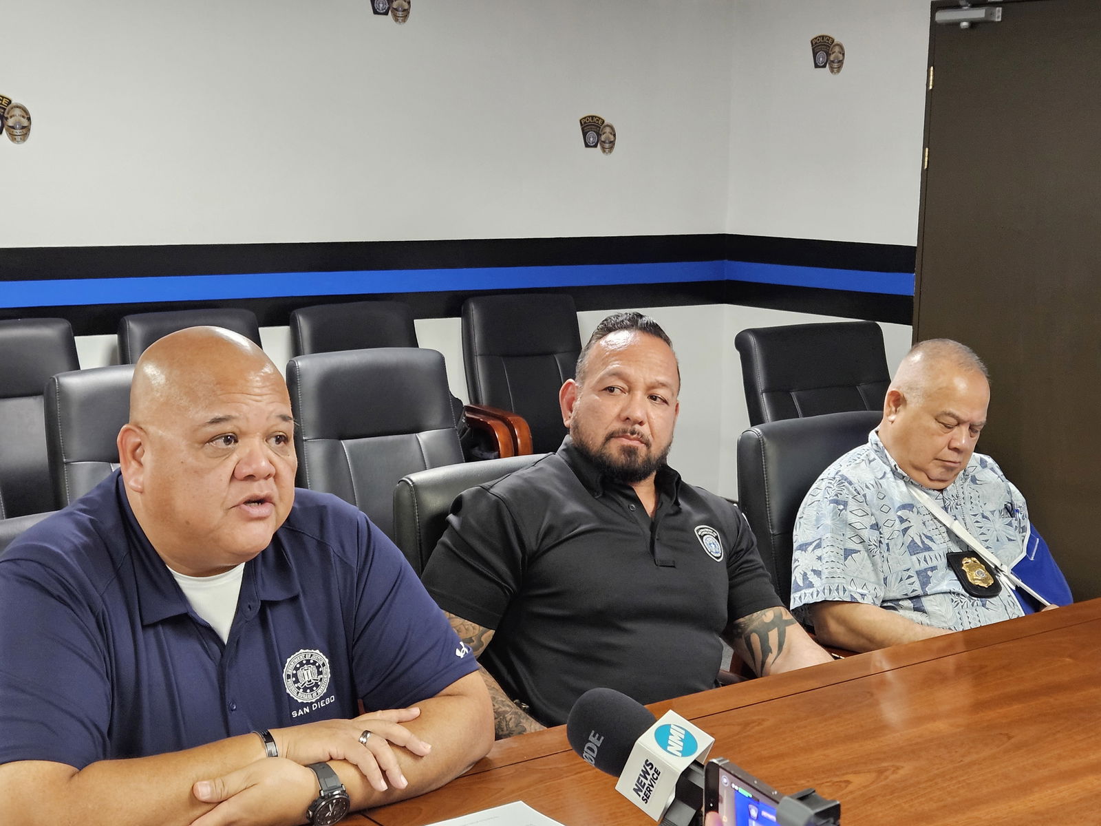 DPS Commissioner Anthony Macaranas, left, with Corrections Commissioner Anthony Torres, center, and Division of Customs and Biosecurity Director Jose Mafnas.