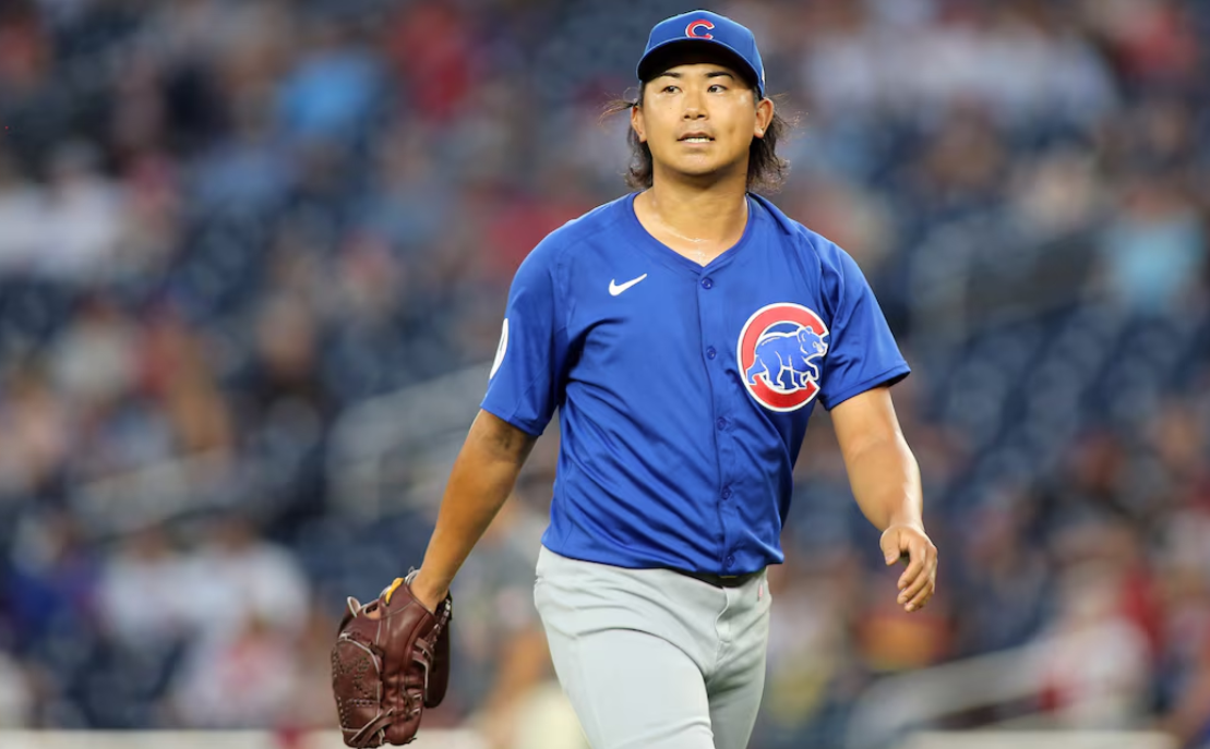 Chicago Cubs pitcher Shota Imanaga (18) walks off the field after the first inning against the Washington Nationals at Nationals in Washington, D.C., Aug. 30, 2024.