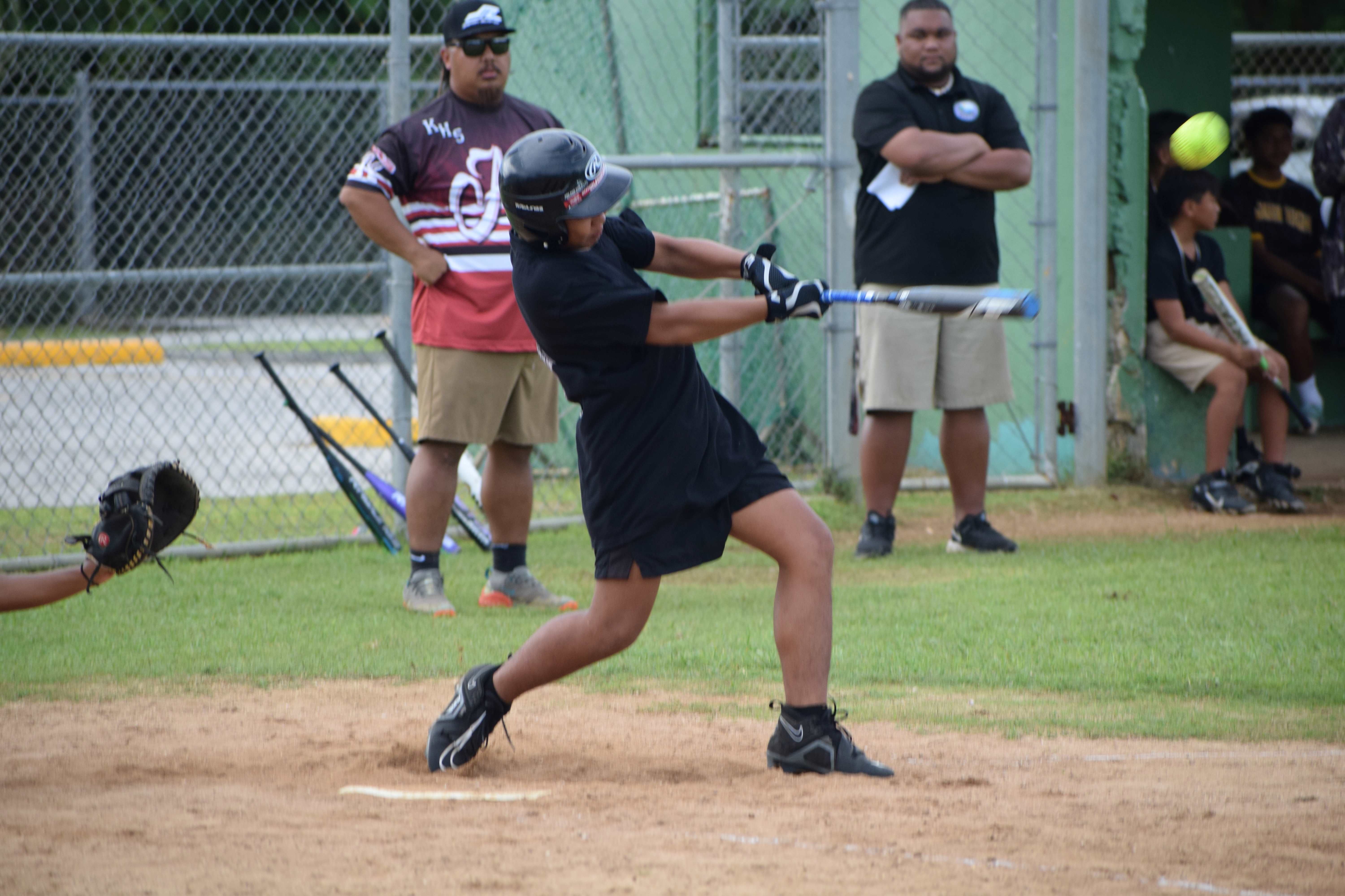 MHS’ Joel Cabrera swings for a run-scoring base hit.