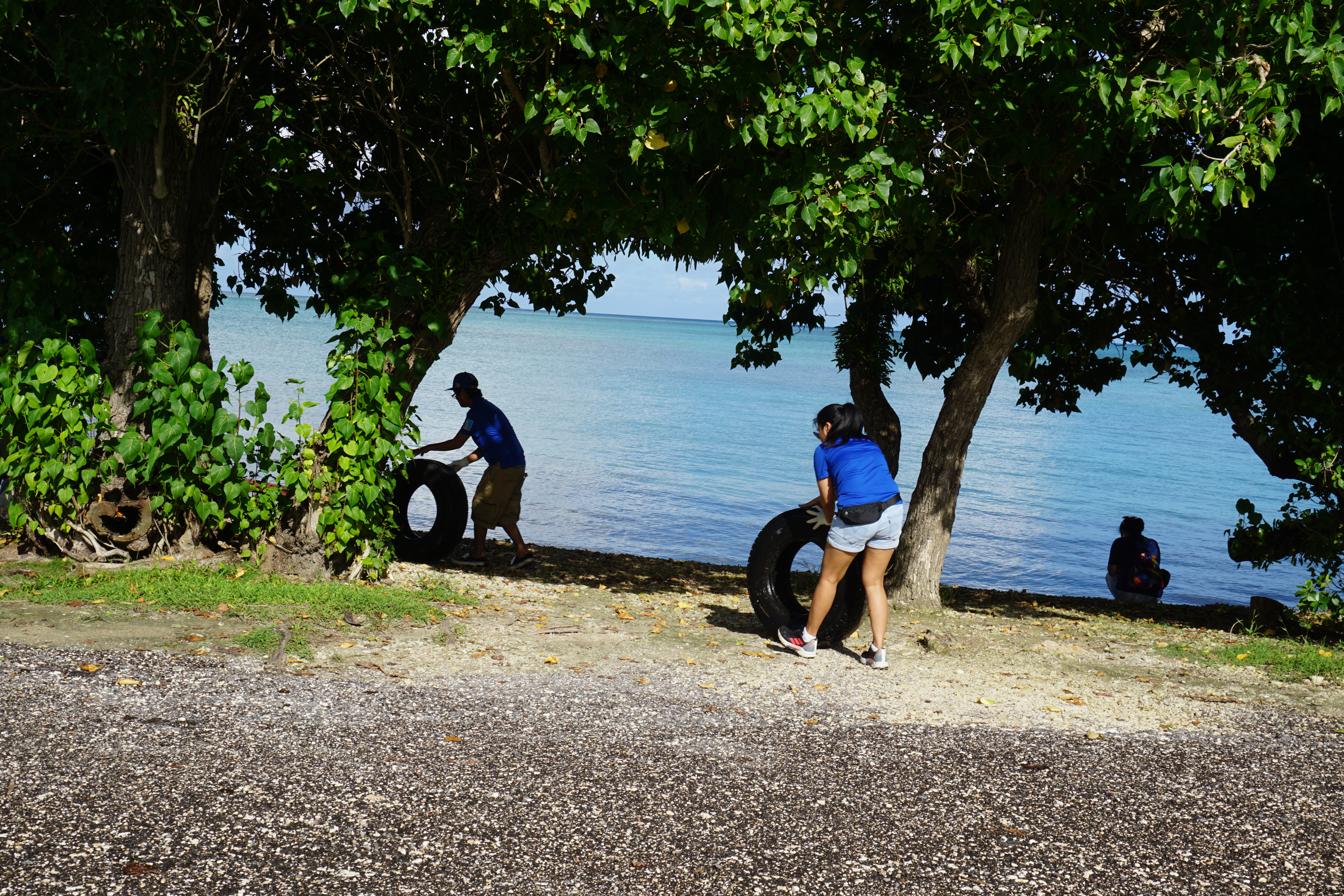 Used tires were among the trash items found at the Garapan Fishing Base on Saturday.