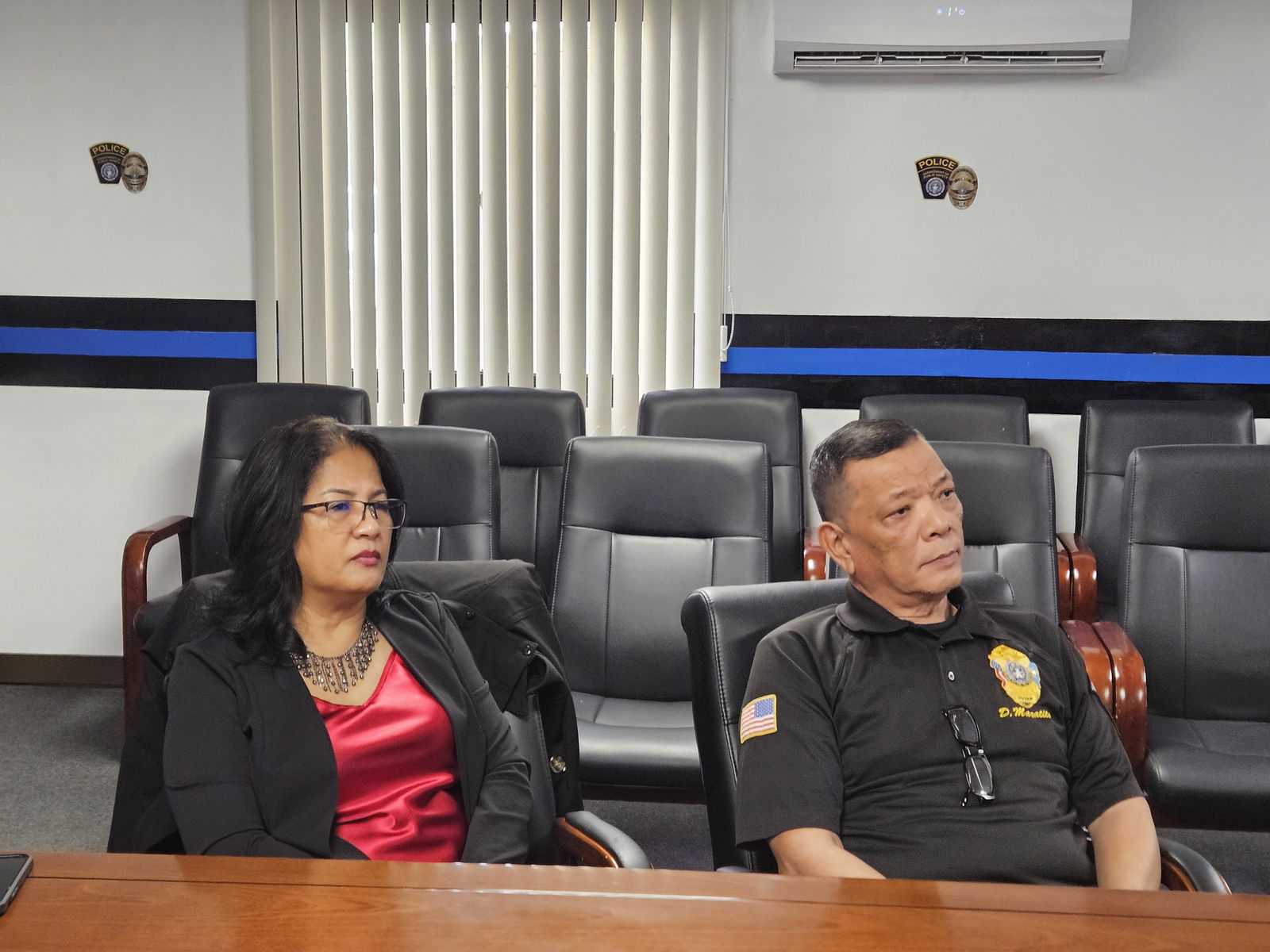 ABTC Director David Maratita, right, and Commerce Secretary Remy Mafnas at a joint press conference of the CNMI Drug Enforcement Task Force on Thursday.