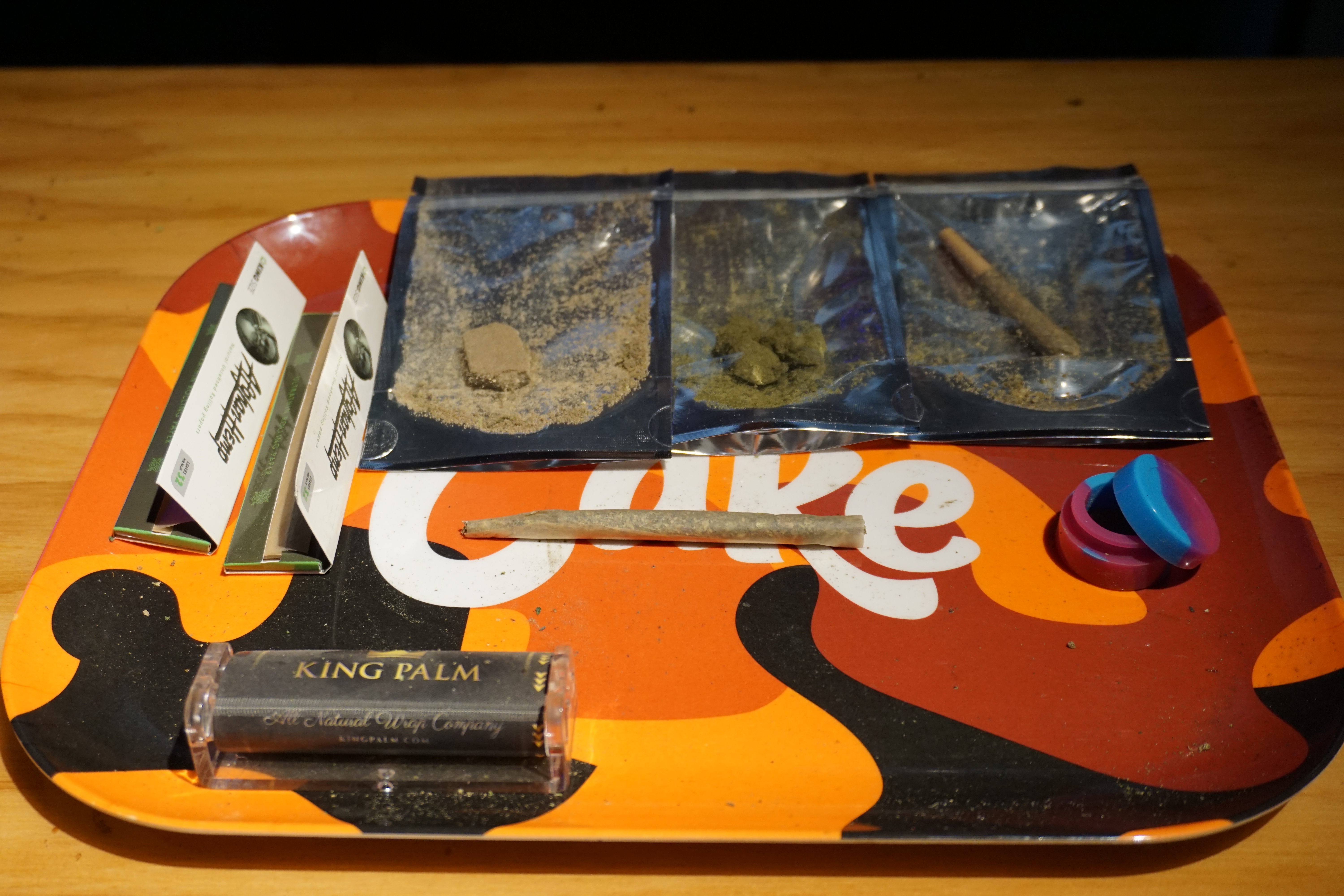 Ed Ada calls this the "Caesar salad": flower, hash, kief, and dab in a joint. ​