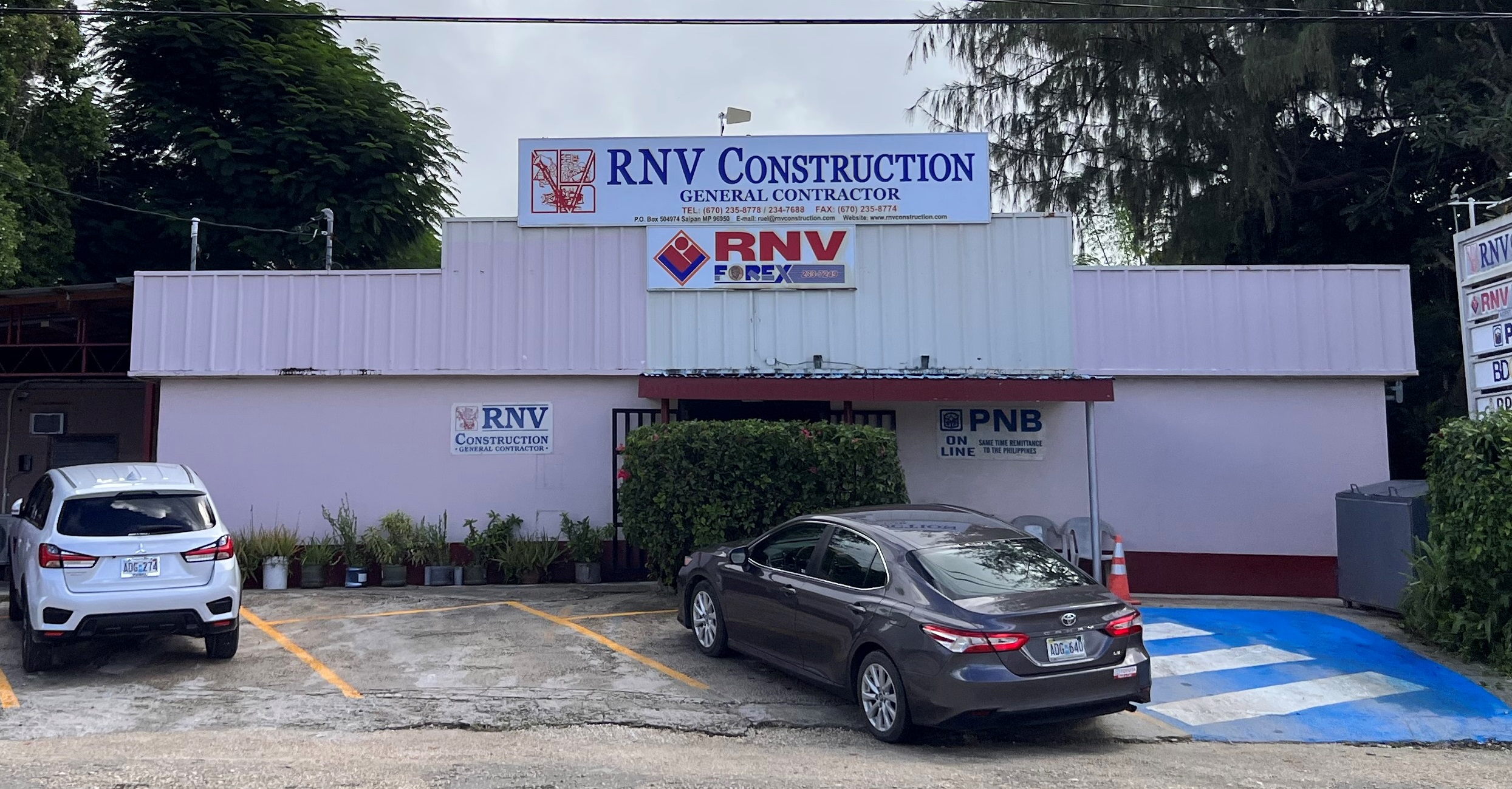 Picture shows the façade of the RNV Construction office on Saipan.