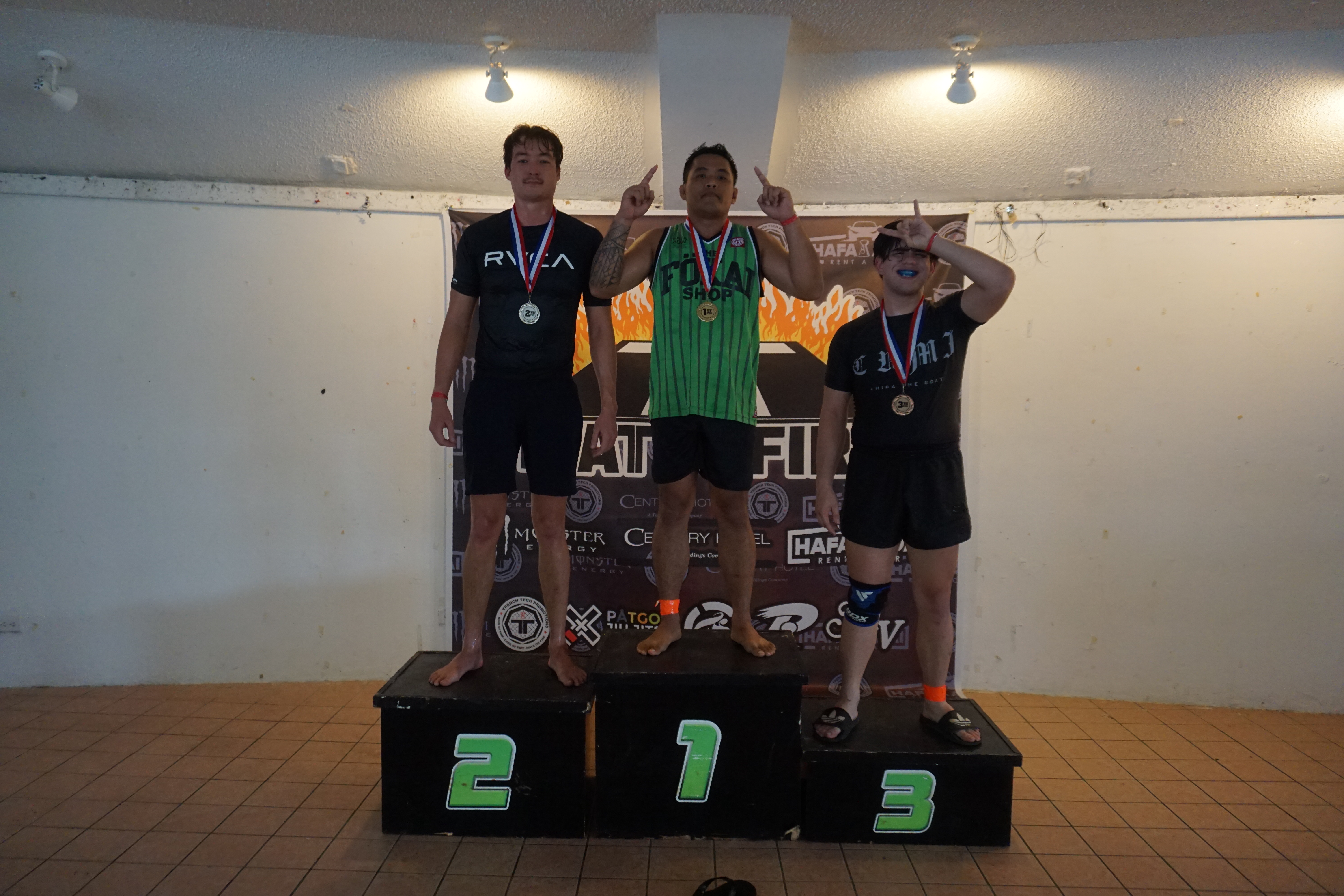 1st place Jason Artrero; 2nd place Evert Van Der Maas; 3rd place Isaiah "Chiba the GOAT" Sablan.​