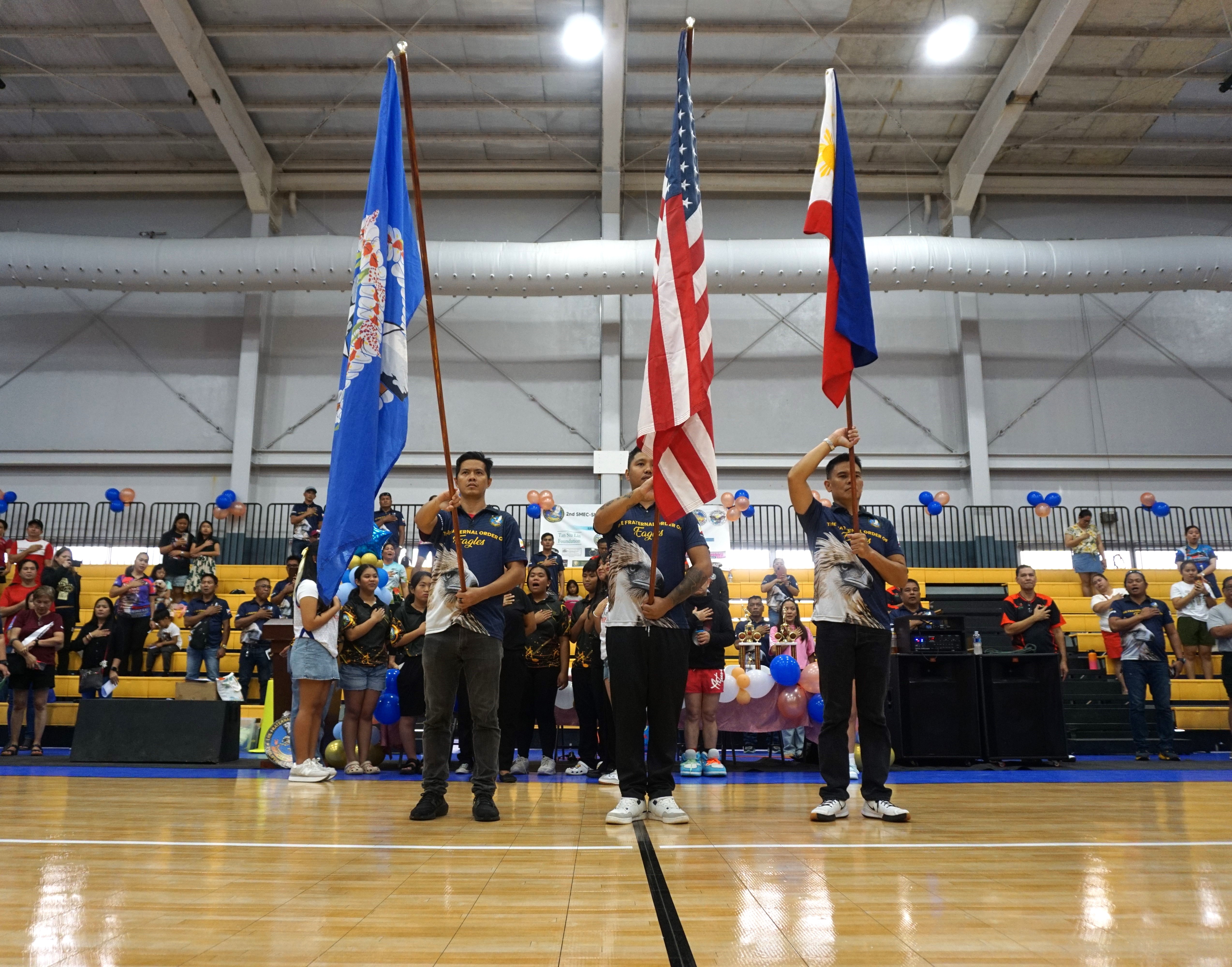 The presentation of flags. 