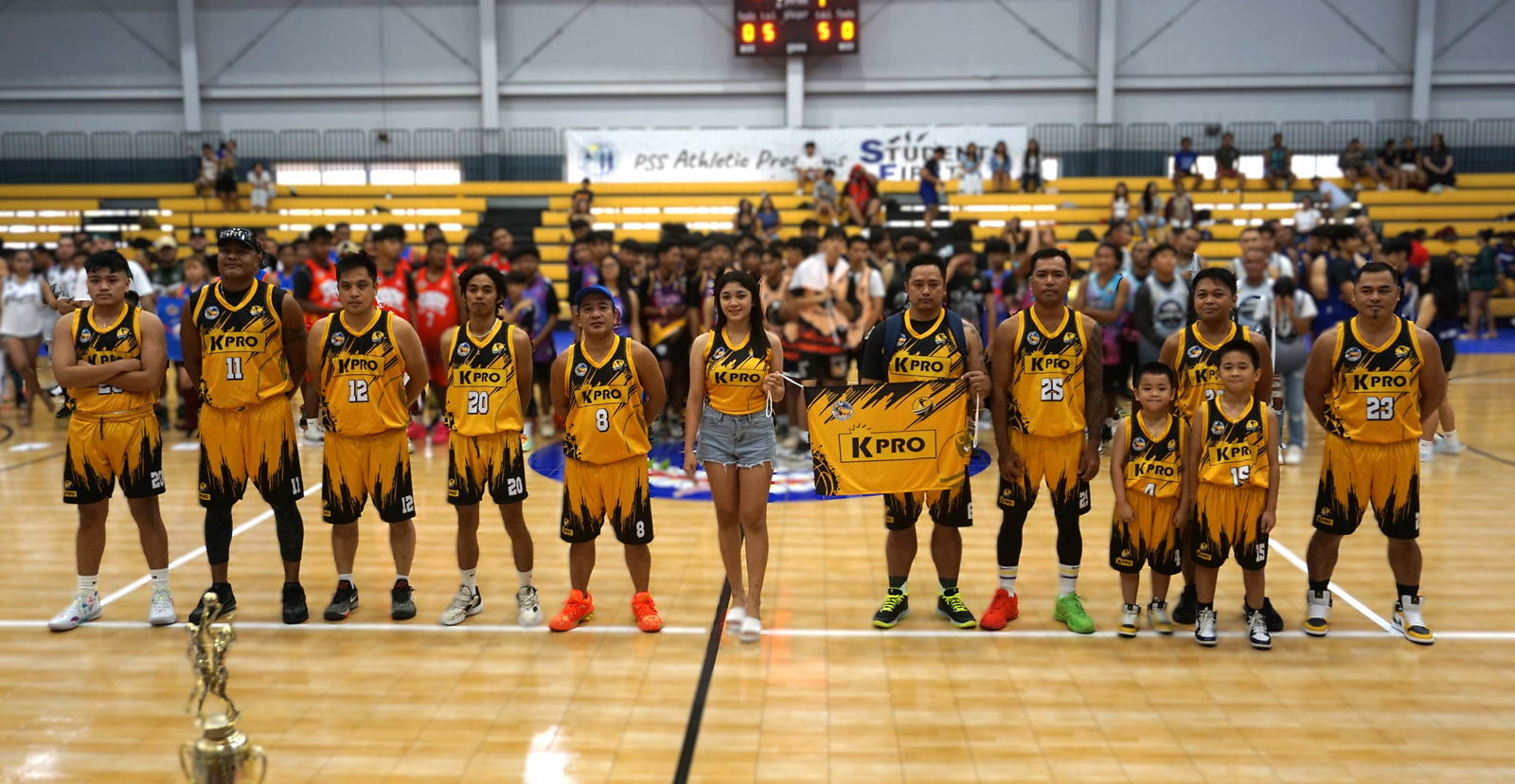 K-Pro players pose for a group shot during the opening ceremony of the  2nd Saipan Magalahi Eagles Club – Saipan MagaHaga Lady Eagles Group Basketball Tournament 2024 at the Ada gym on Sunday.