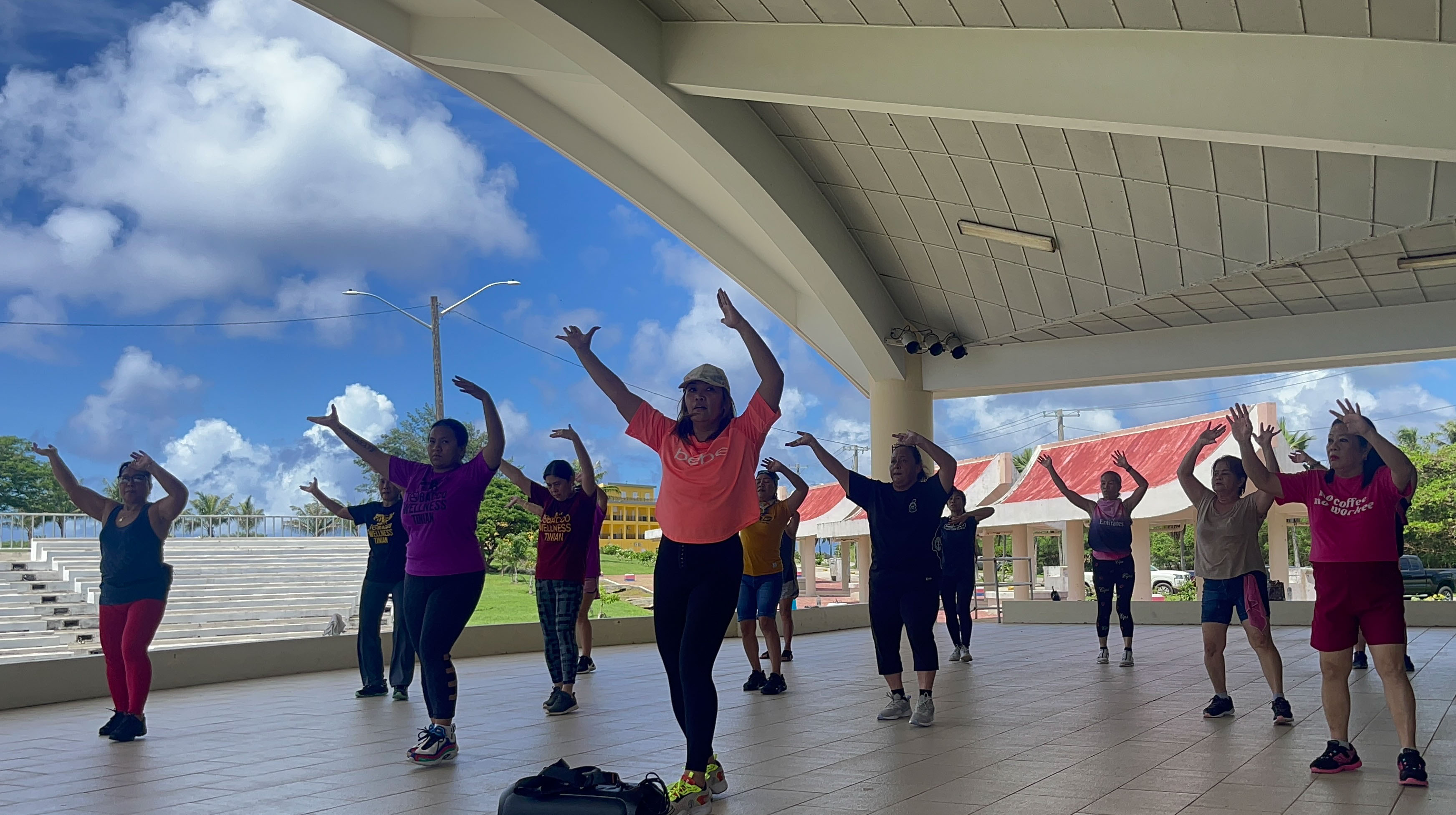 Michelle Olita leads a class on Tinian.