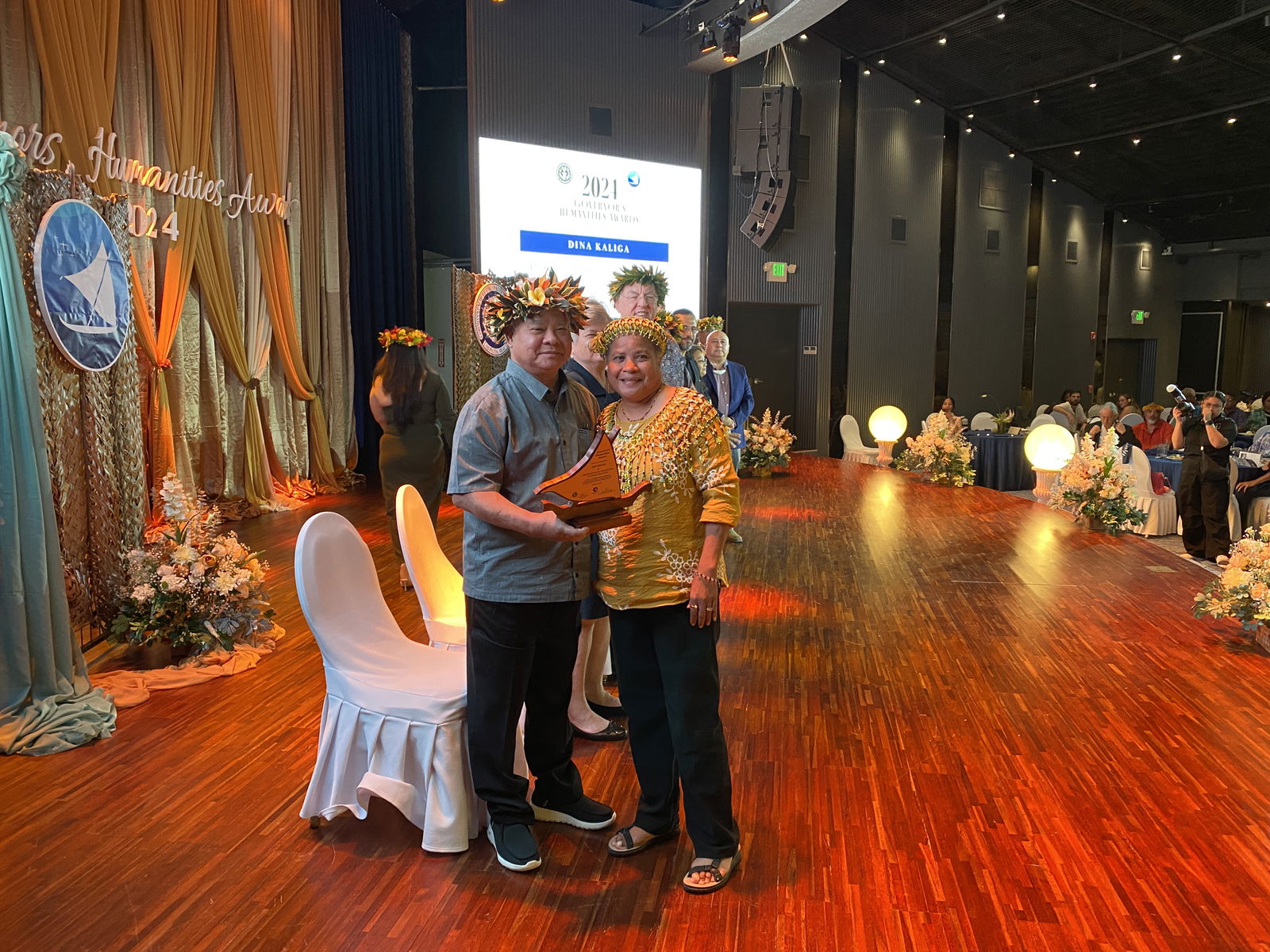 Dina Kaliga with Gov. Arnold I. Palacios.