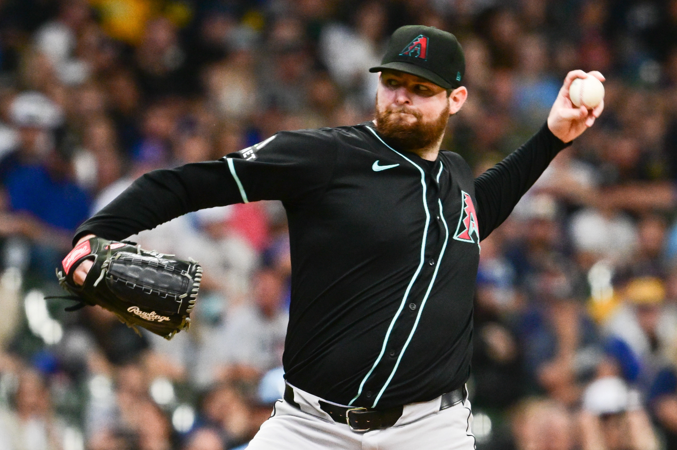 Arizona Diamondbacks starting pitcher Jordan Montgomery (52) pitches in the first inning against the Milwaukee Brewers at American Family Field in Milwaukee, Wisconsin, Sept. 22, 2024.