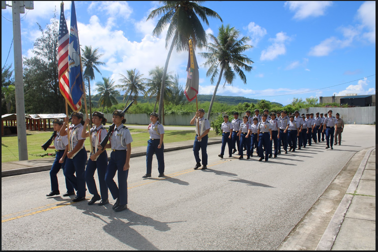 Stallion Battalion cadets march to the Field of Heroes Memorial, commanded by HQ Commander C/2LT Matthew Sarmiento, and followed by Army Instructor retired 1st Sergeant Jose T. King.