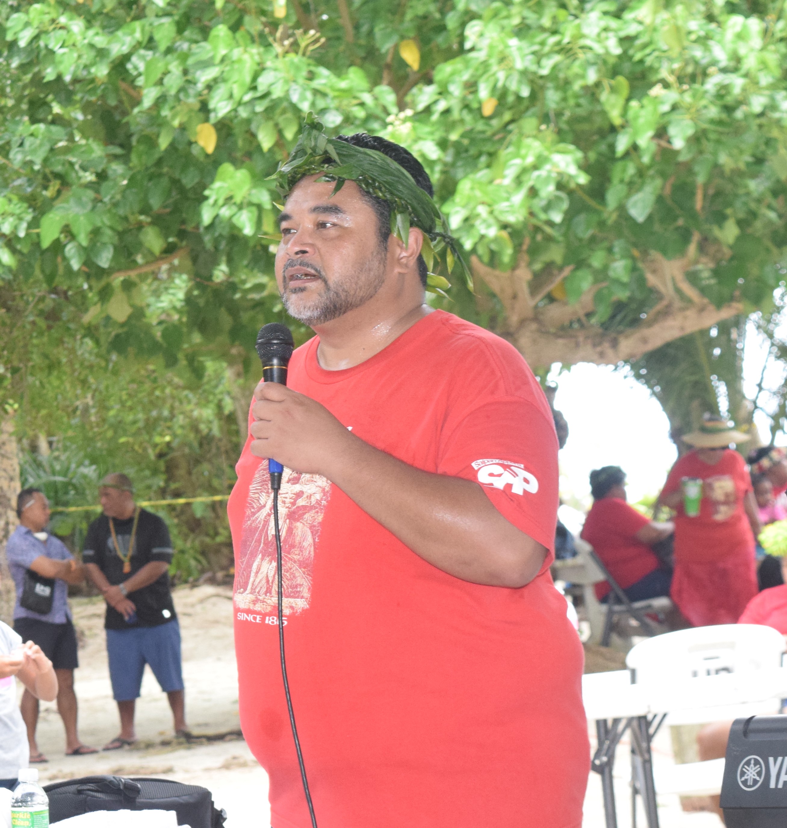 Chief Aghurubw Foundation President Kodep Ogumoro-Uludong delivers his opening remarks.