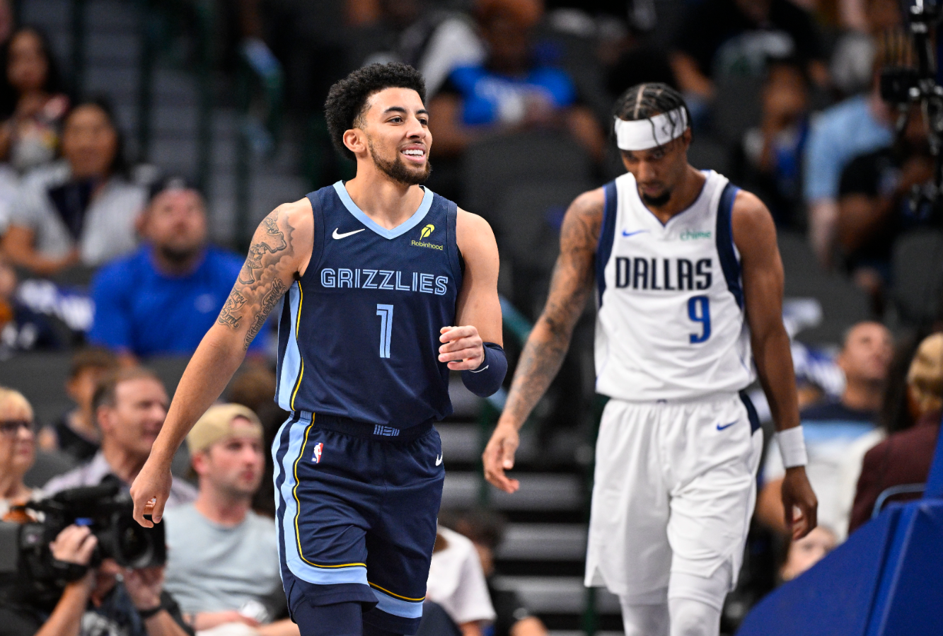 Memphis Grizzlies guard Scotty Pippen Jr. (1) in action during a game between the Dallas Mavericks and the Memphis Grizzlies at American Airlines Center in Dallas, Texas, Oct. 7, 2024.