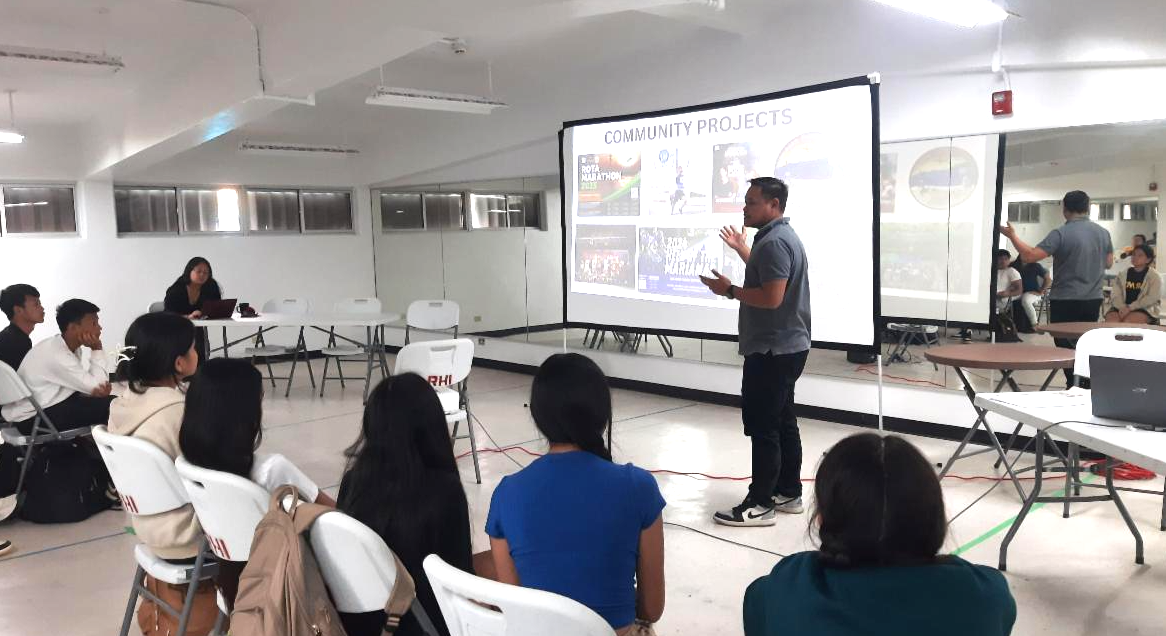 Marianas Visitors Authority Community Projects Coordinator Jack Aranda teaches about tourism at Dr. Rita H. Inos Jr./Sr. High School during an educational outreach presentation of the Marianas Tourism Education Council and MVA on Oct. 25, 2024, at the school in Songsong, Rota.