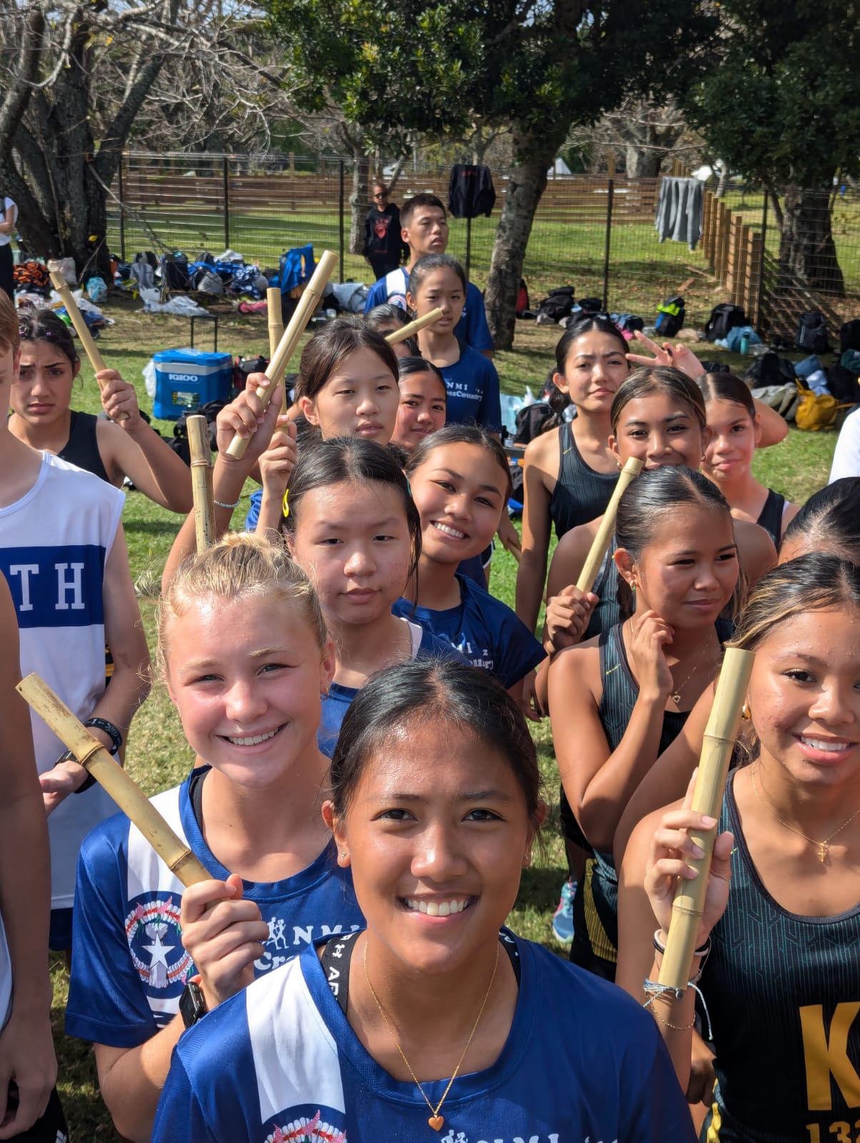 Kaithlyn and the other runners before the start of the relay.