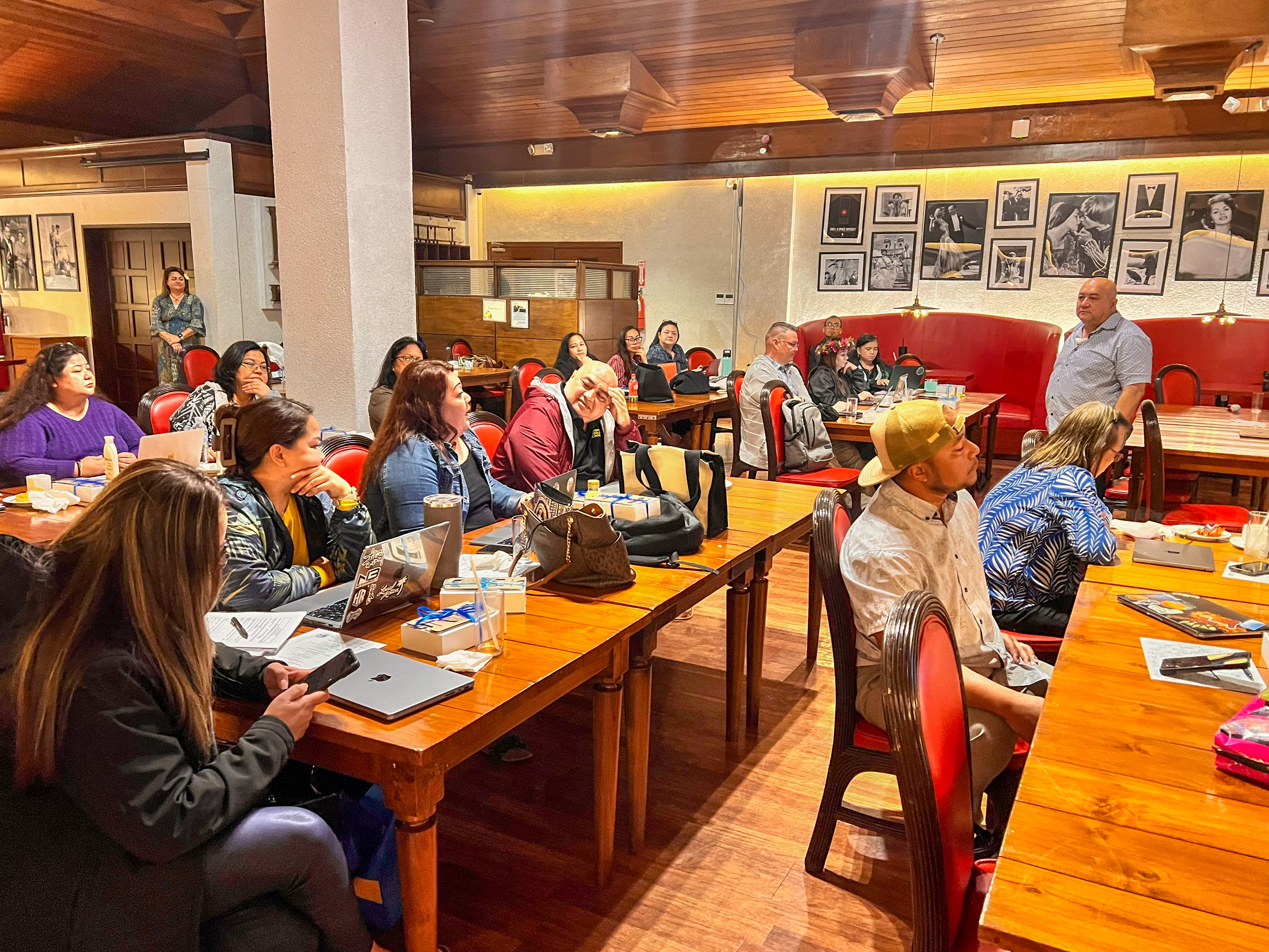 Commissioner of Education Dr. Lawrence F. Camacho leads a day-long professional development session with the Public School System’s principals.