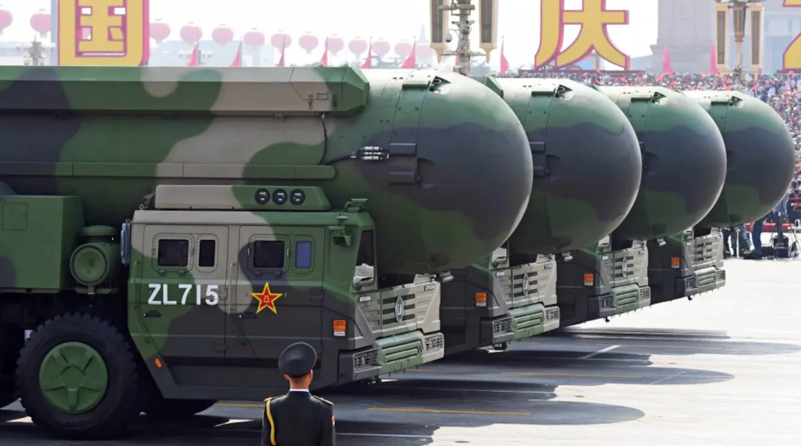 Transporter-erector-launchers for China’s DF-41, one of a number of ICBM types the country currently has in service, on parade.