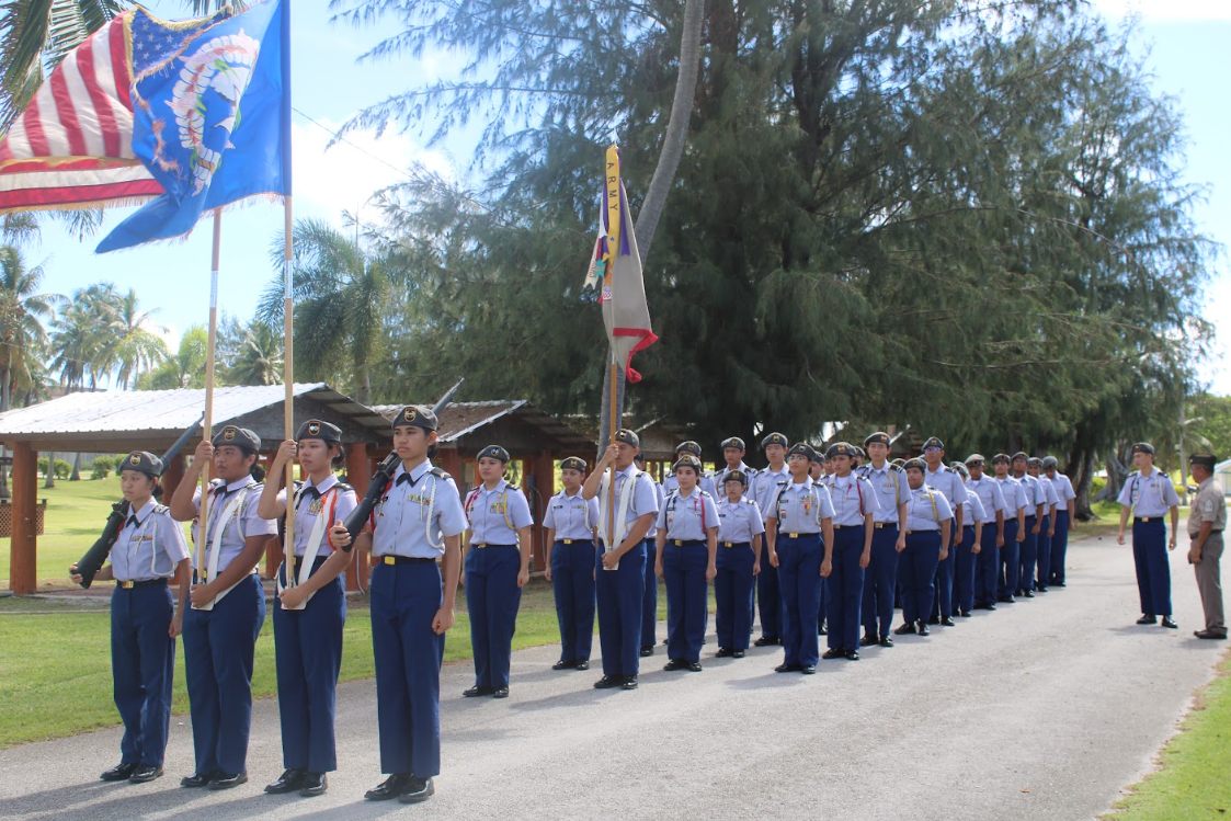 Stallion Battalion cadets march to the Field of Heroes Memorial, commanded by HQ Commander C/2LT Matthew Sarmiento.