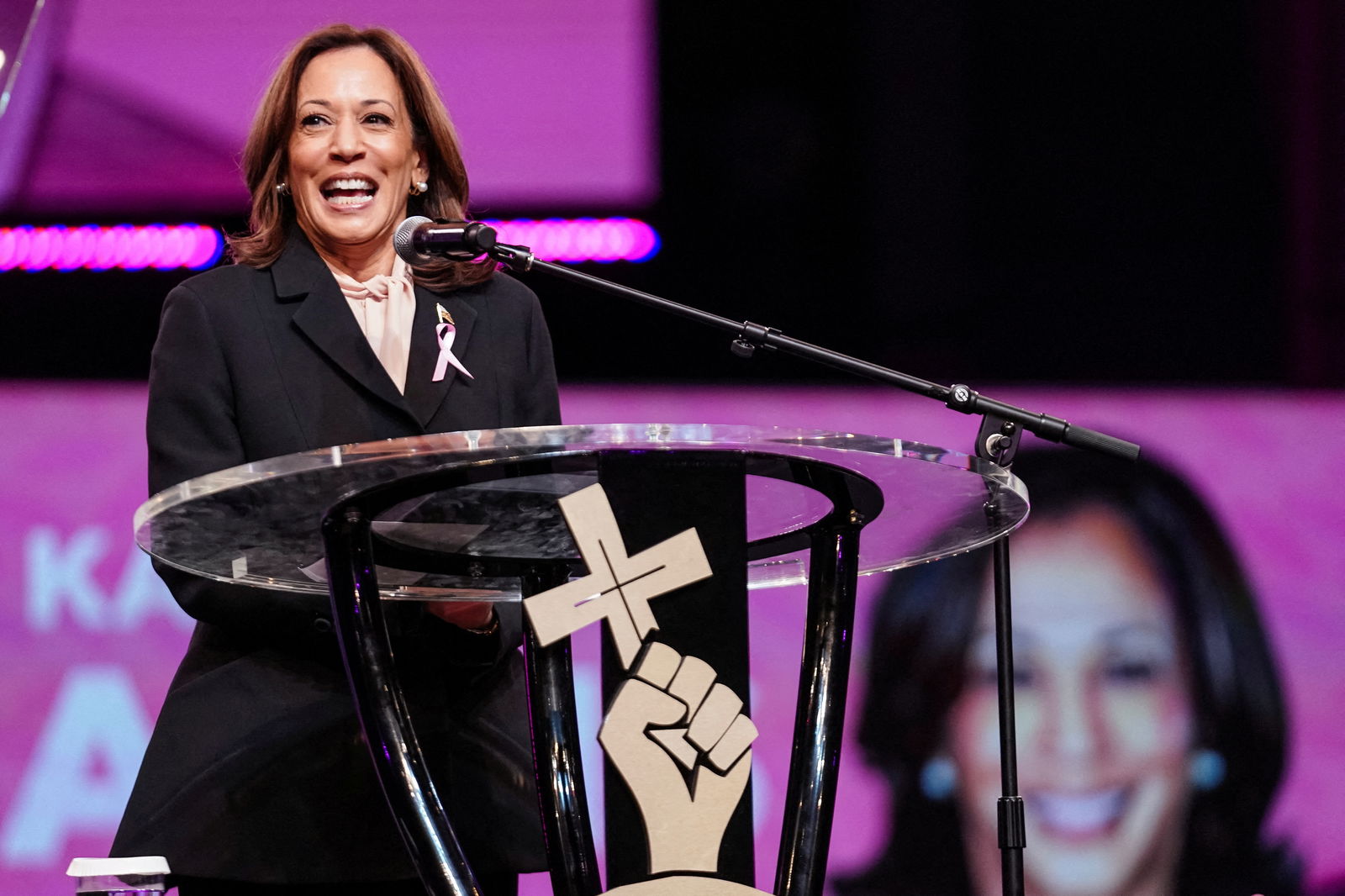 Democratic presidential candidate Kamala Harris at a church in Stonecrest, Georgia, Oct. 20, 2024.